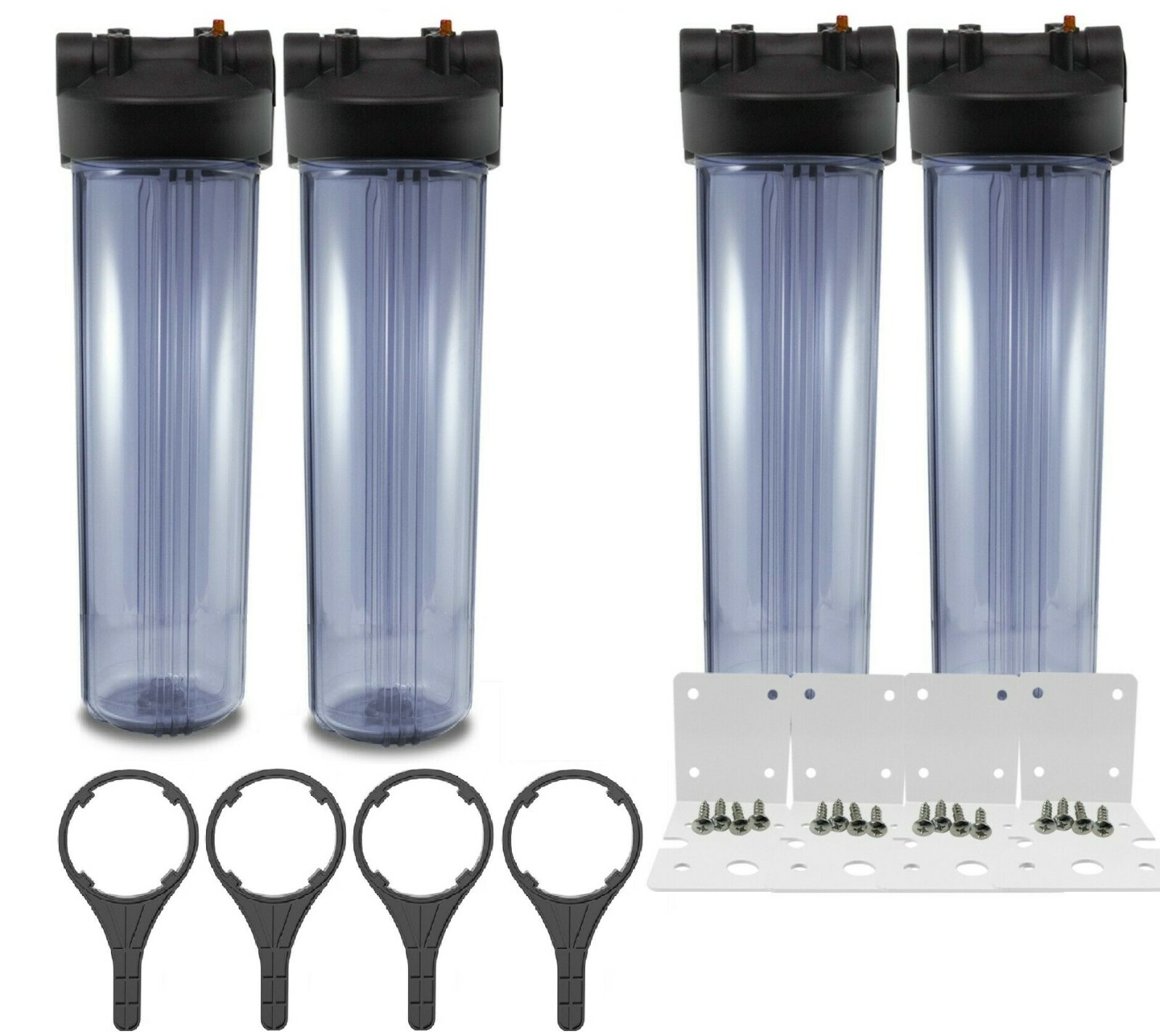 4 Pack Whole House 20″ x4.5″ BB Purple Clear Water Filter Housing AS IS
