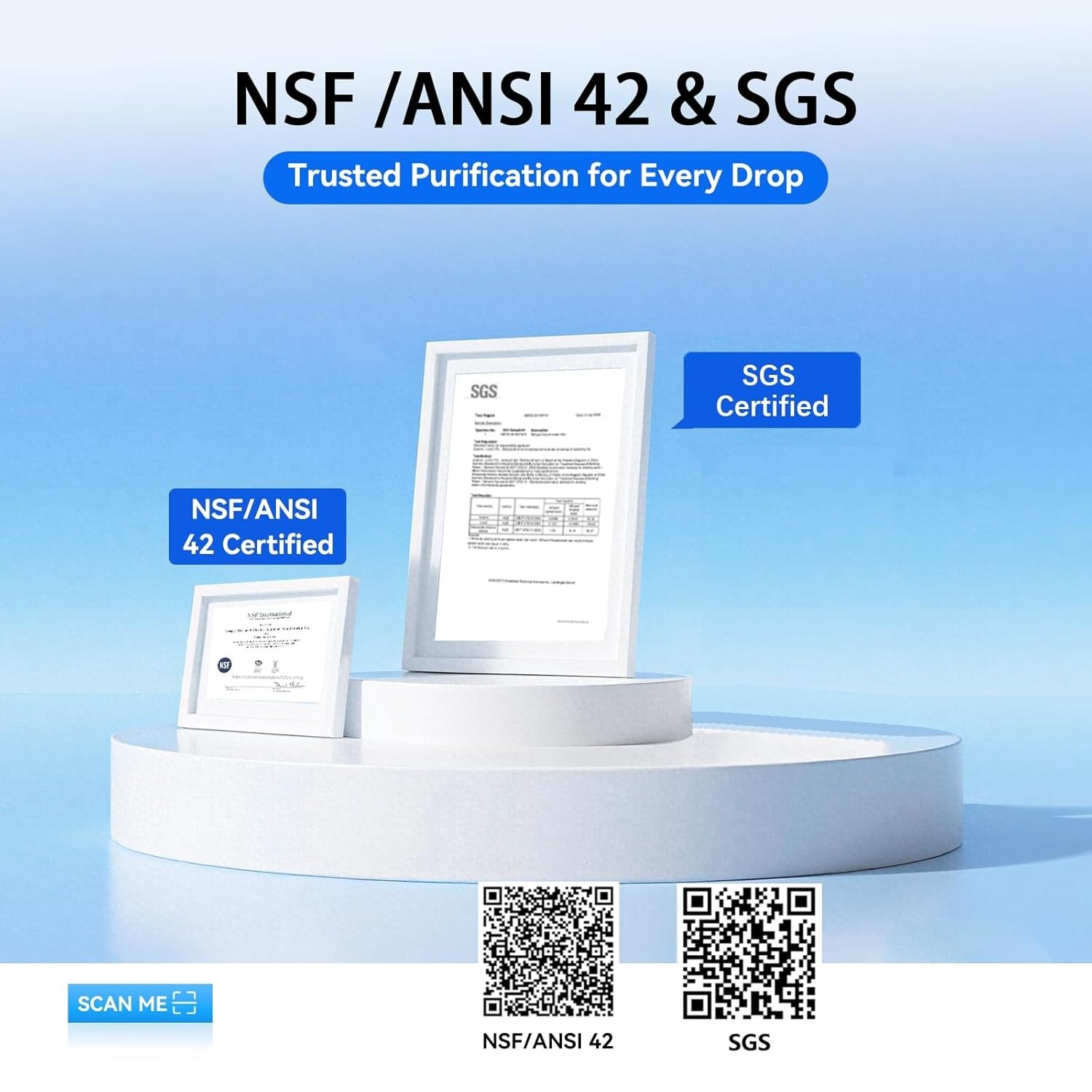 Stainless Steel Water Filter for Sink Faucet, NSF/ANSI 42, 360° Rotating Tap …