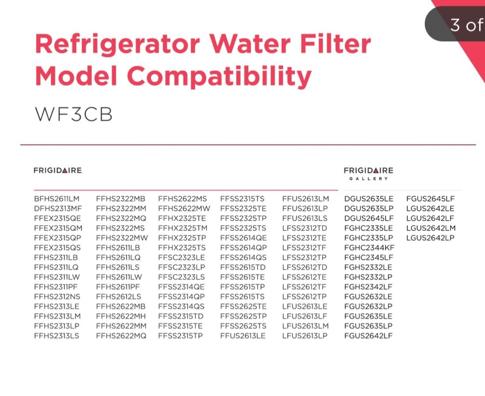1 PCS Frigidaire WF3CB Refrigerator PureSource 3 Water & Ice Filter US