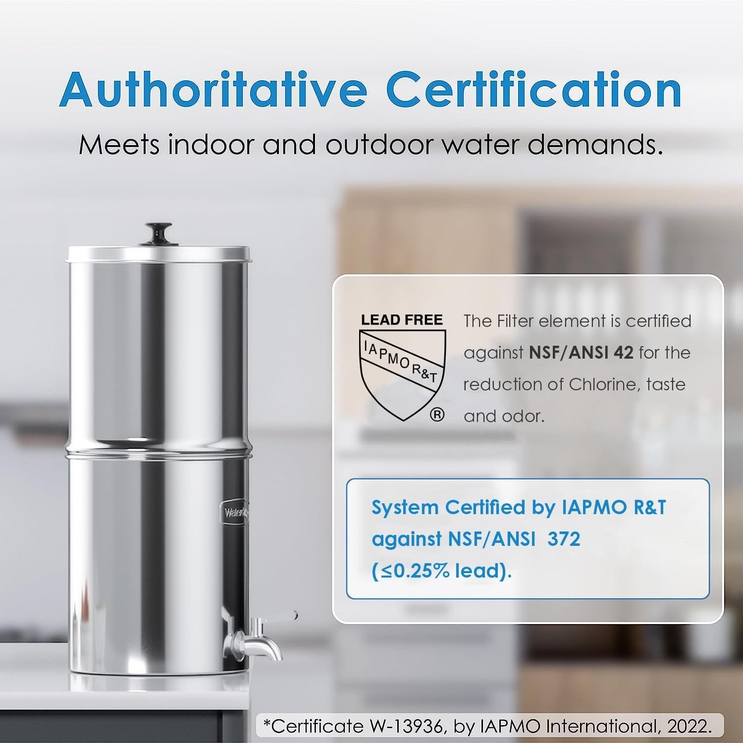 Waterdrop Gravity-fed Water Filter System,with 2 Black Filters, King Tank Series