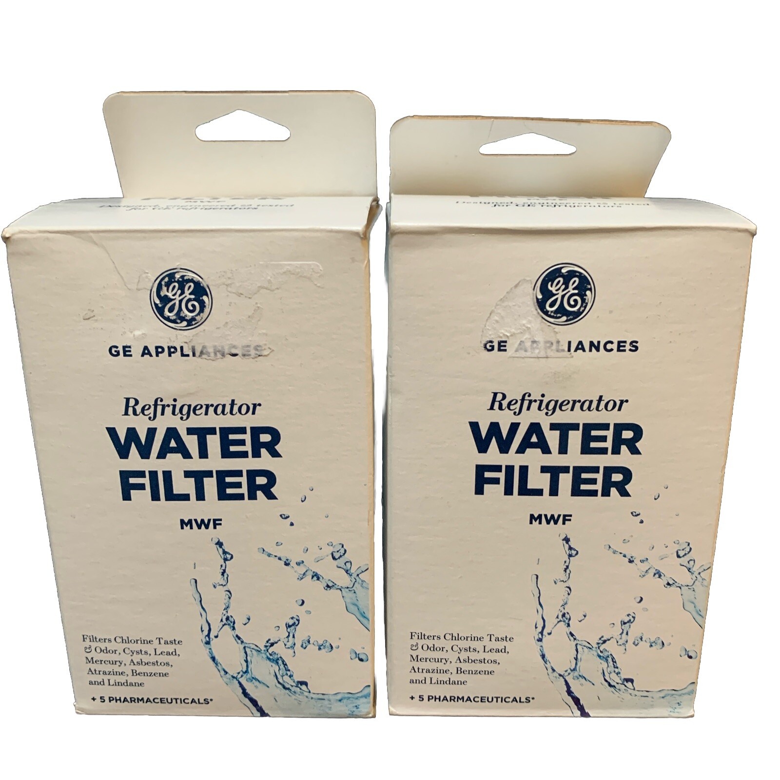 2x GE Appliances MWF- Refrigerator Water Filters- Chlorine Lead Mercury Asbestos