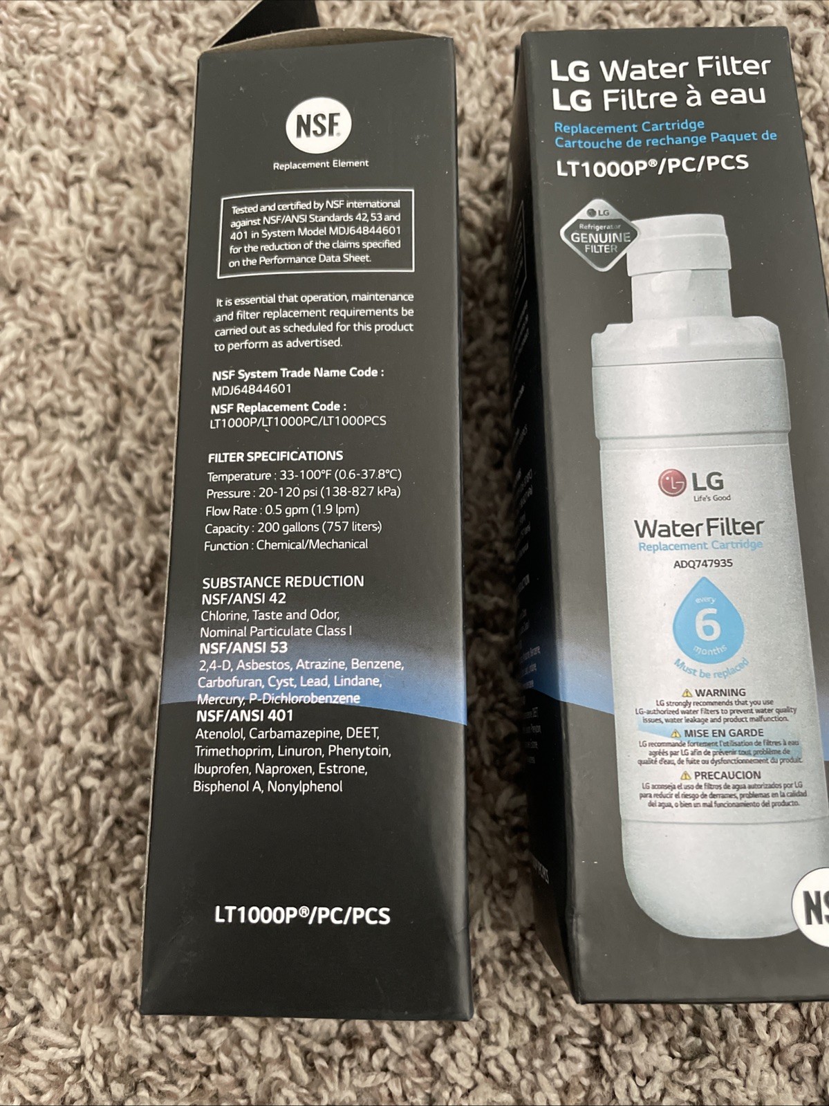 2 PACK Refresh Refrigerator Ice Water Filter For LG LT1000P ADQ747935 Brand New