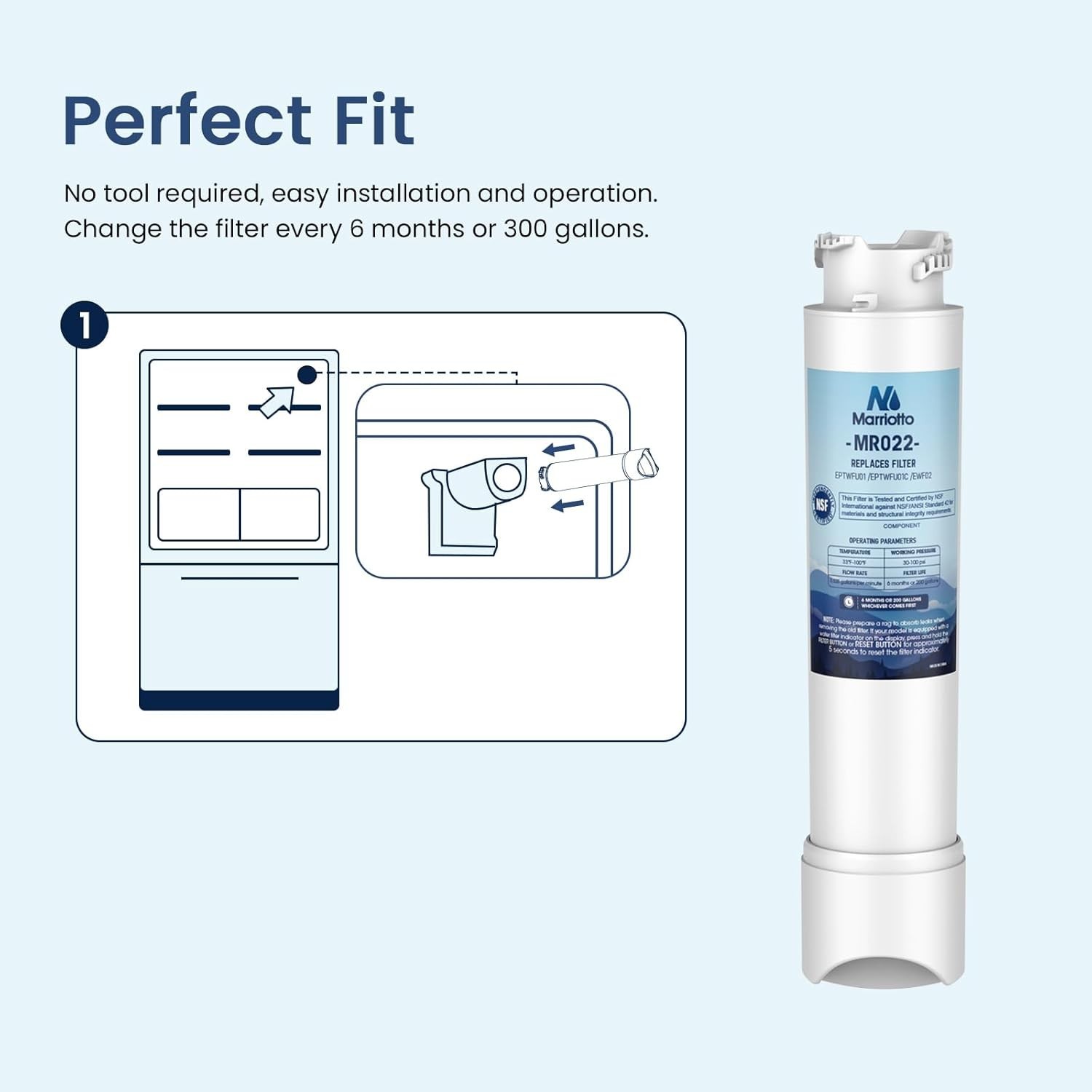 3-Pack Marriotto MR022 Water Filter Replacement for Frigidaire NEW/SEALED
