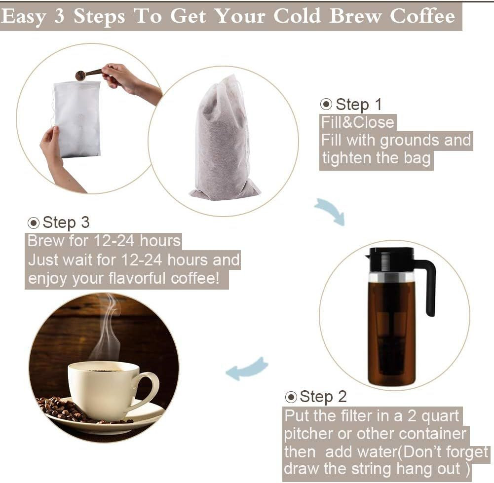 YQL Cold Brew Coffee Filter,50PCS 6X10 Inch No Mess Bags…