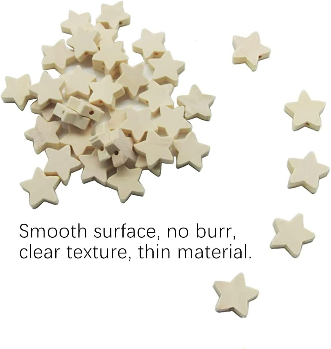 50Pcs Unfinished Natural Wooden Five-Pointed Star Beads, Natural Star Shaped Spa