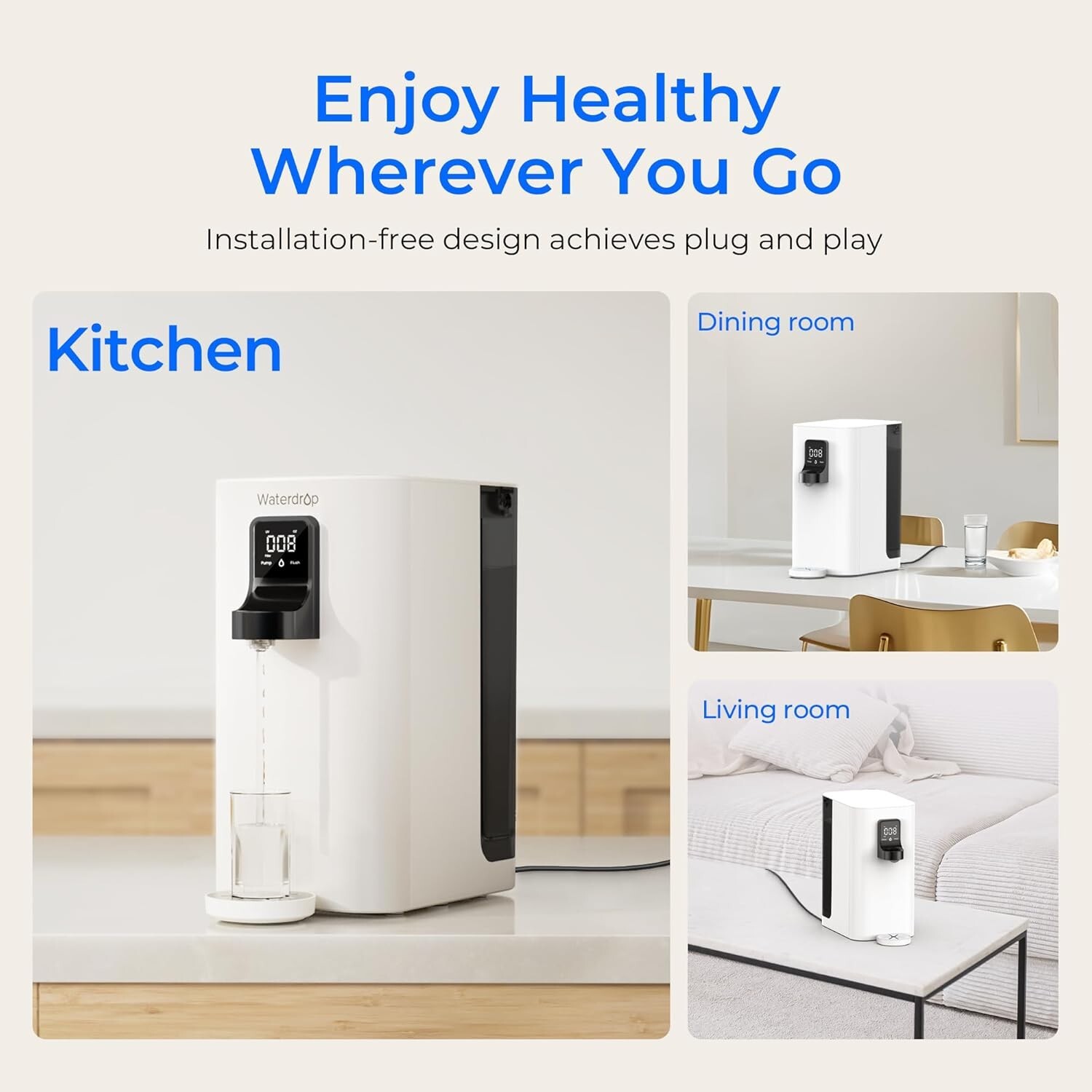 Waterdrop K19-SFK Reverse Osmosis Water Filter Countertop,Reduce PFAS,BPA Free