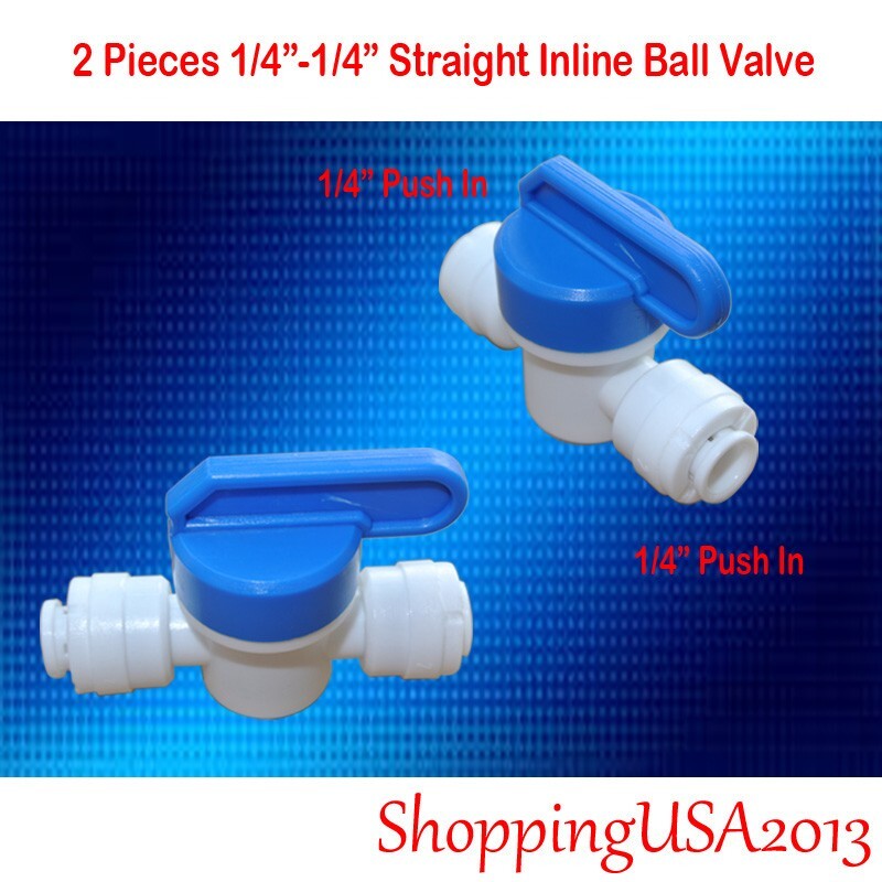 2 Pcs 1/4″-1/4 Inline Straight Ball Valve Push In Quick Connect RO System