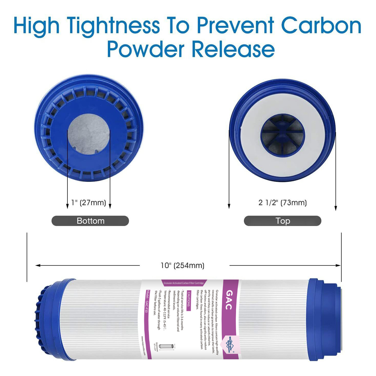 3X 10″x2.5″ PP+CTO+GAC Water Filter Sediment Cartridges for 3 Stage Filteration
