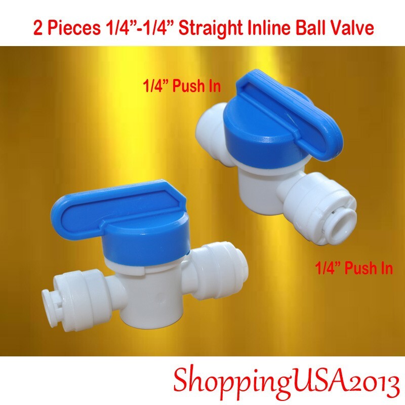 2 Pcs 1/4″-1/4 Inline Straight Ball Valve Push In Quick Connect RO System