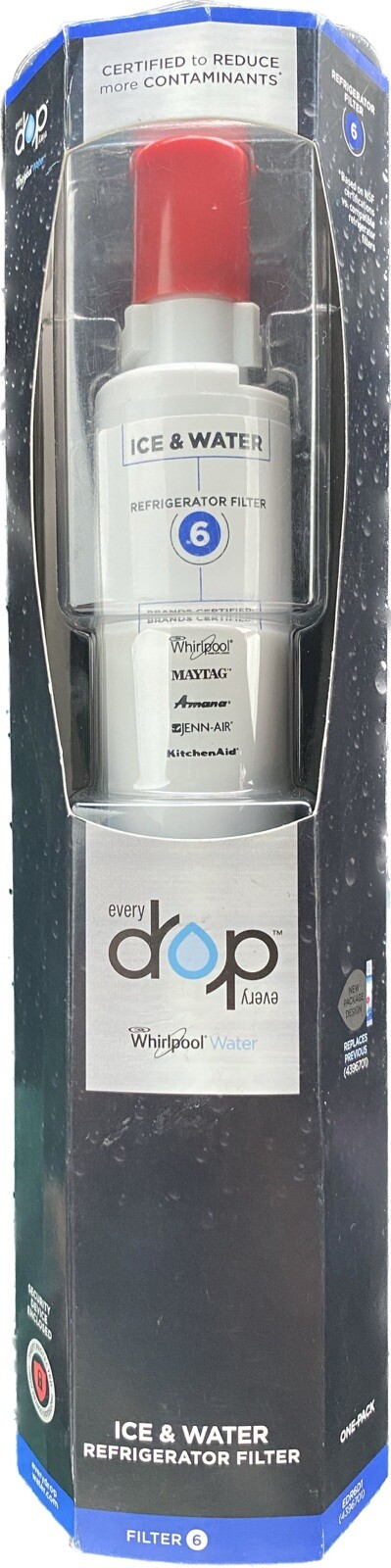 Everydrop by Whirlpool Ice and Water Refrigerator Filter 6 EDR6D1 ONE-PACK