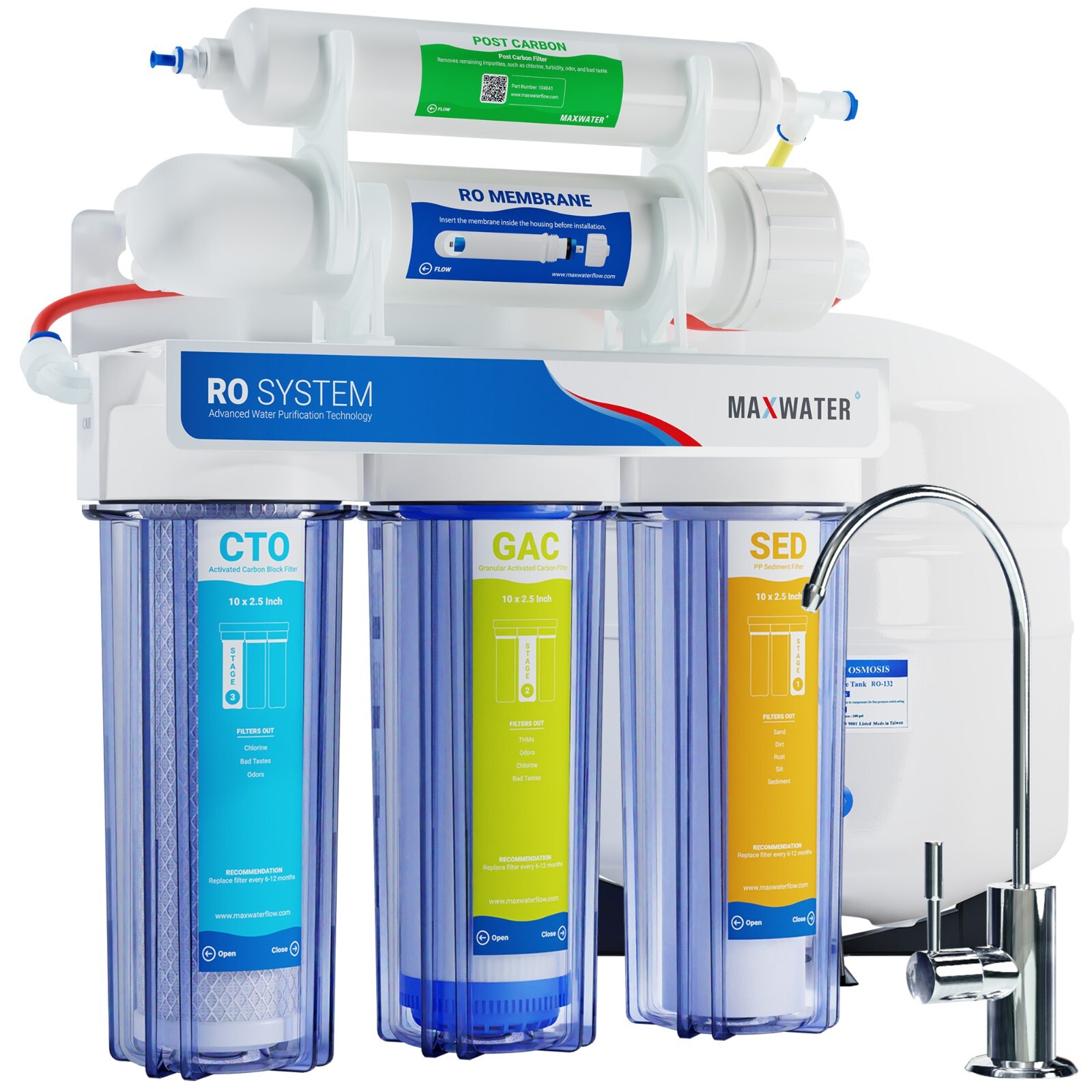 100 GPD Residential Drinking 5 stage Reverse Osmosis System Max Water USA Filter