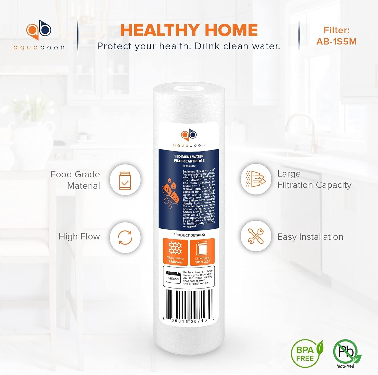 Long-lasting Sediment Filter Cartridge for Home Appliances