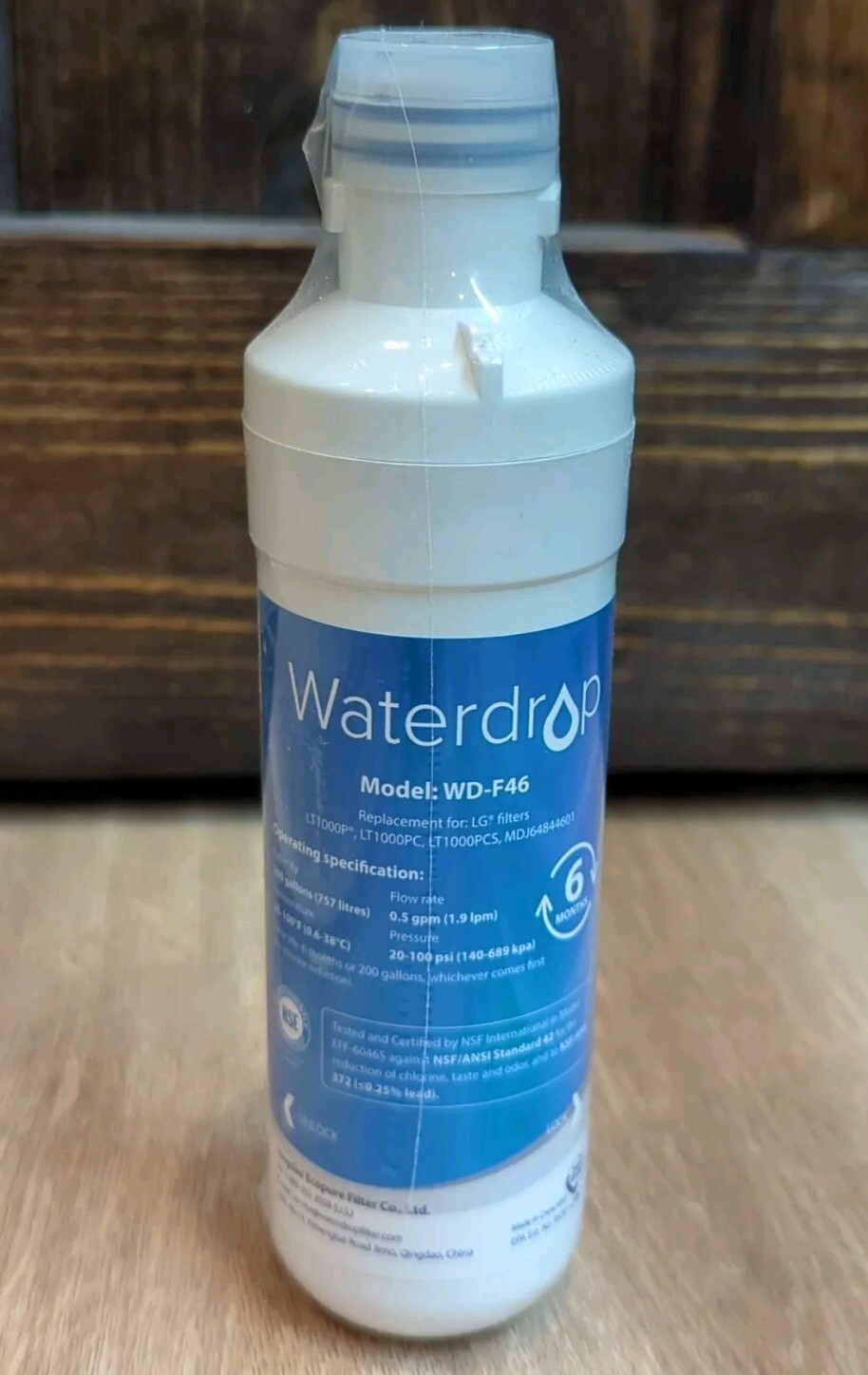 Waterdrop Model WD-F46 Refrigerator Water Filter Replacement New No Box Sealed
