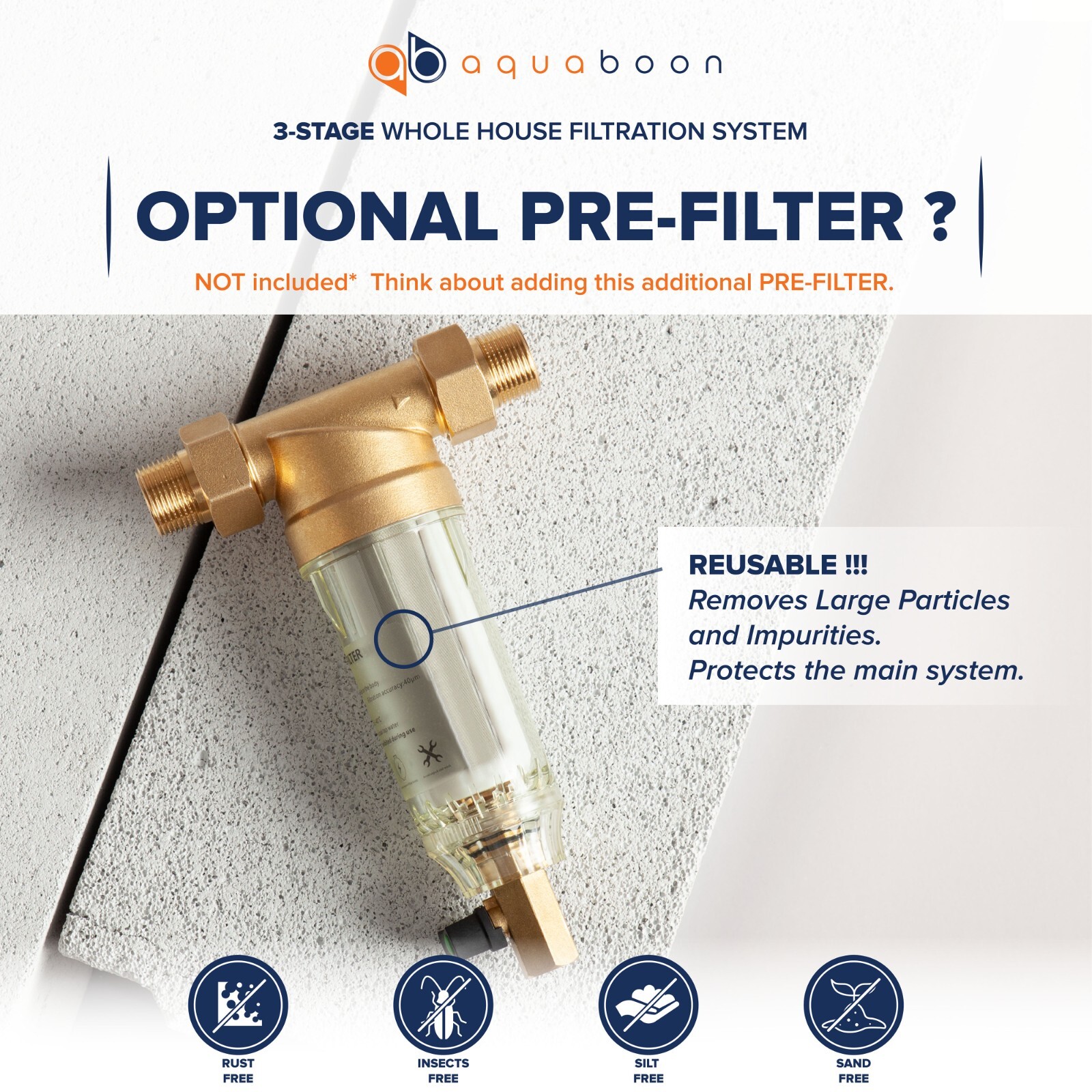 3-Stage Big Blue 20″ Whole House System 1″ Port+,GAC, 2 Sediment Filters,Gauge