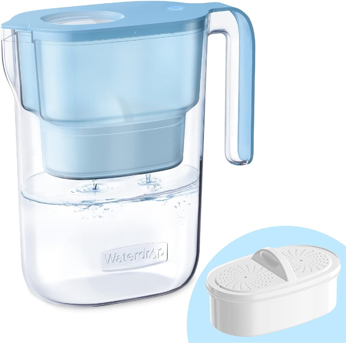 Water Filter Pitcher with 1 Filter, 5X Times Lifetime, Lasts 200 Gallons, for Fr