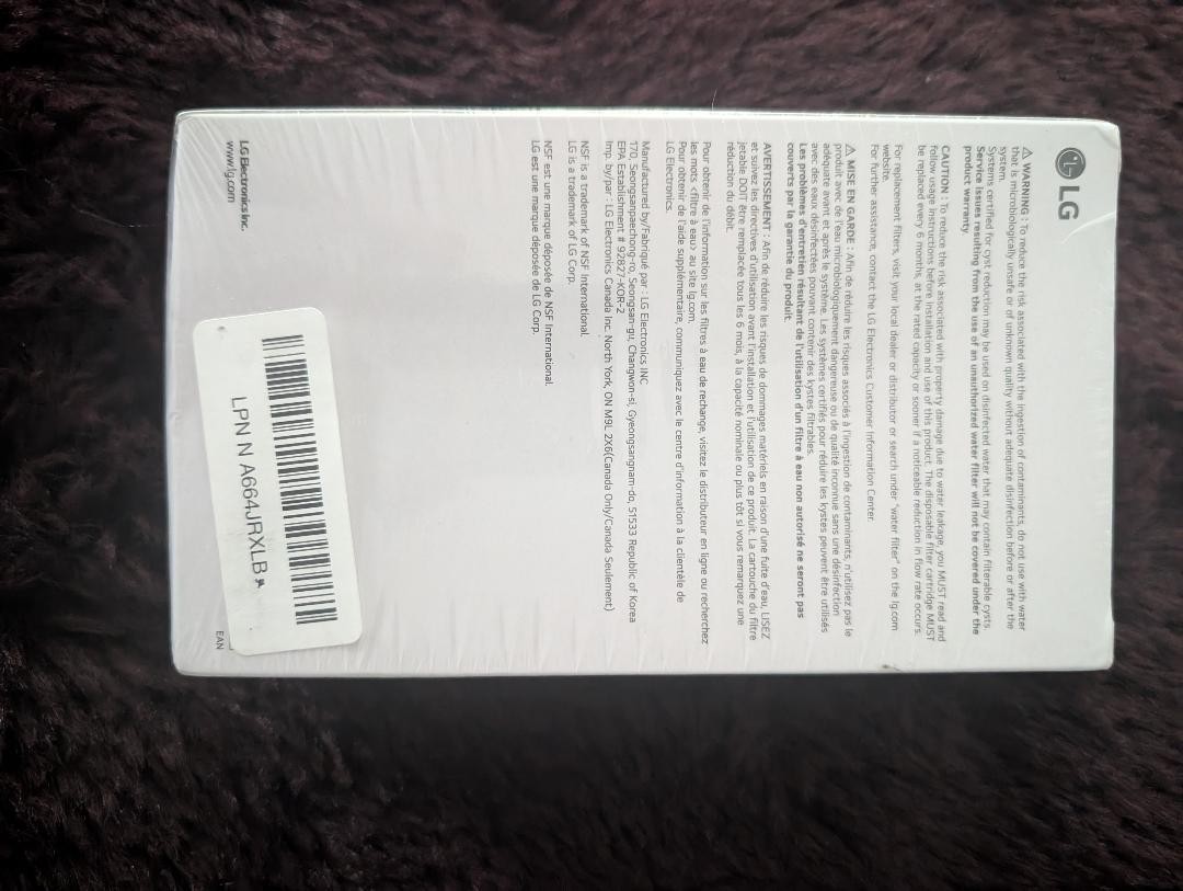 Genuine LG Water Filter For LG Refrigerator – 2 PACK (LT700P2) Sealed
