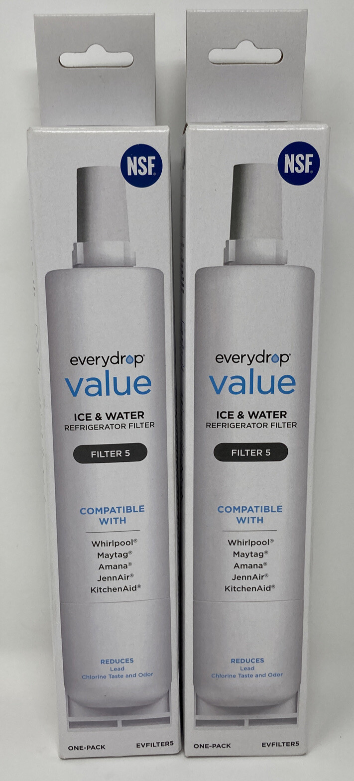 Lot Of 2 EveryDrop Value EVFILTER5 Ice And Water Refrigerator Filter 5