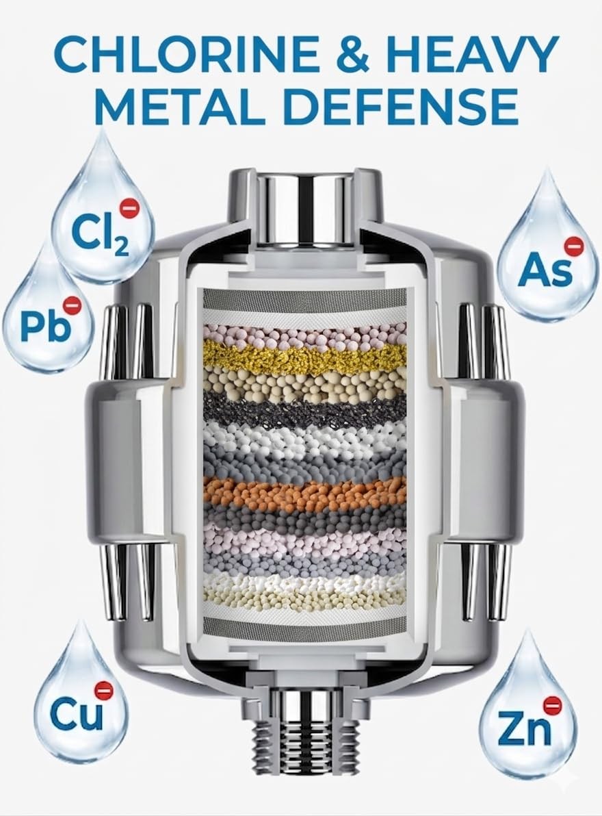 Heavy Duty Shower Filter Family 25-Stage Filtration Removes 99% Lead, Chlorin…