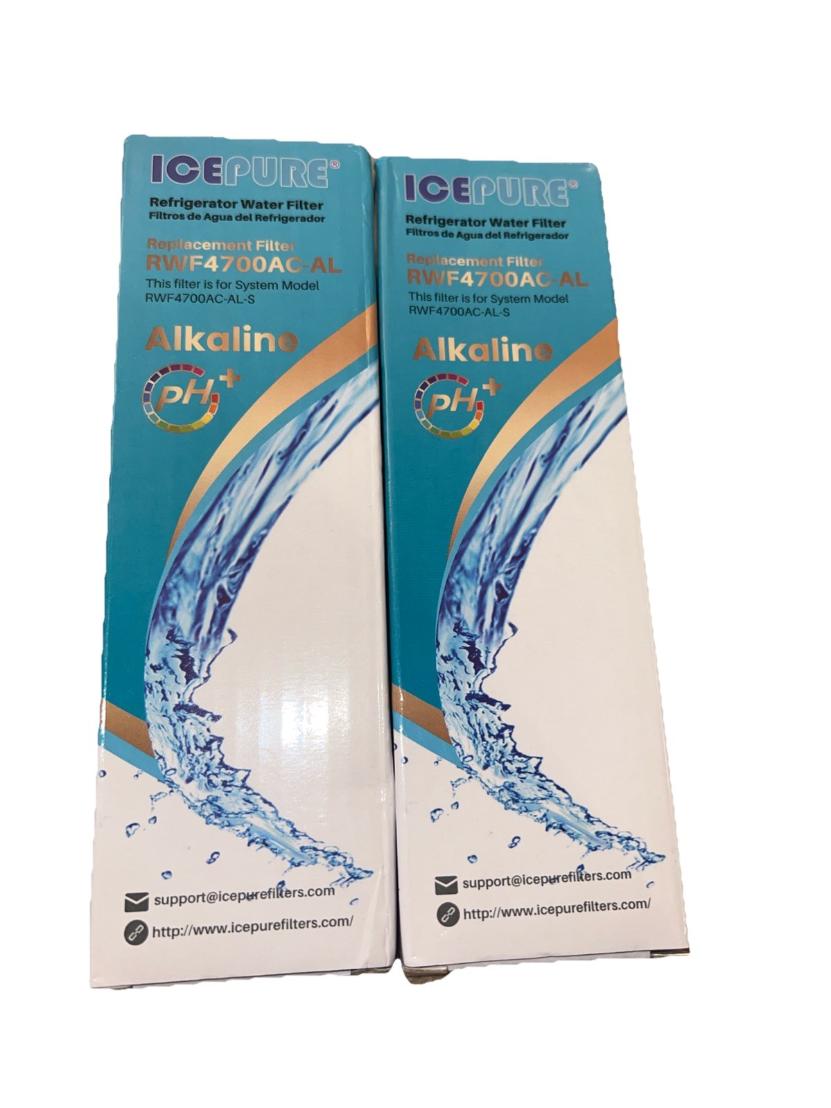 2 Ice Pure Refrigerator Water Replacement Filter RWF4700AC-AL Alkaline