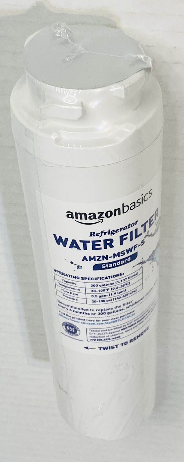 New Refrigerator Water Filter AMZN-MSWF-S Sealed 8.25″ Basic Replacement