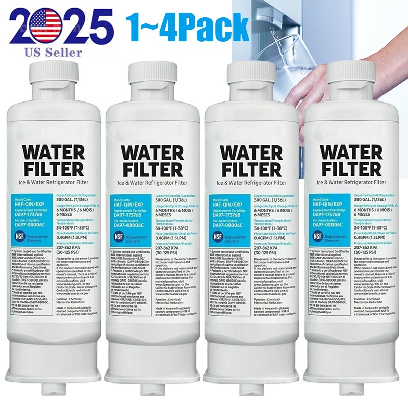 4/2/1Pack for Samsung DA97-17376B HAF-CIN/EXP White Refrigerator Water Filter