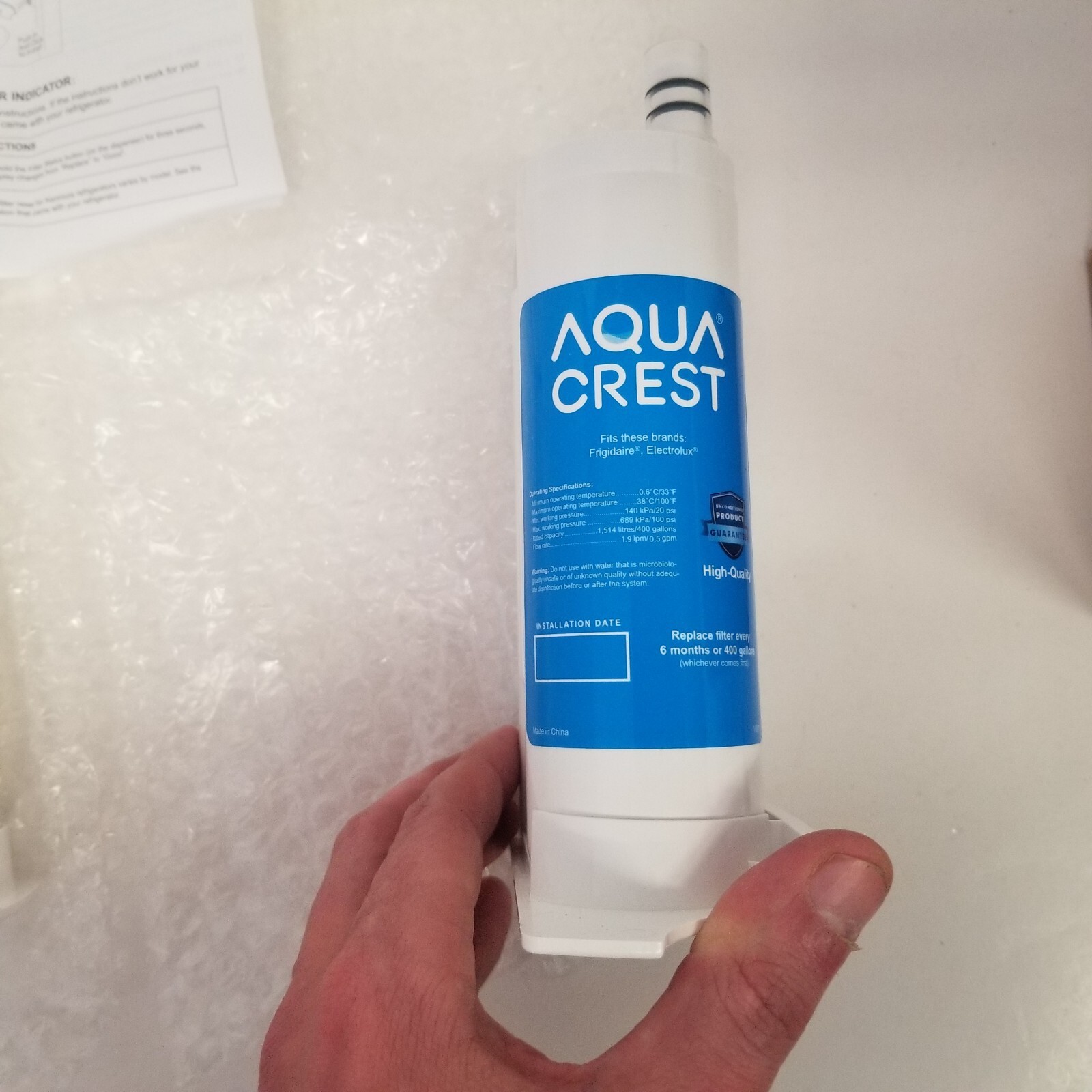 AquaCrest V001 Replacement Water Filter Lot of 2, Fits Frigidaire & Kenmore, New