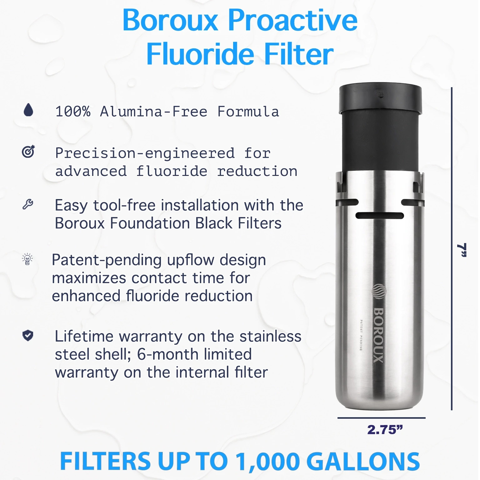 Crown Berkey Water Filter with 2 Boroux Foundation Black and 2 Fluoride Filters