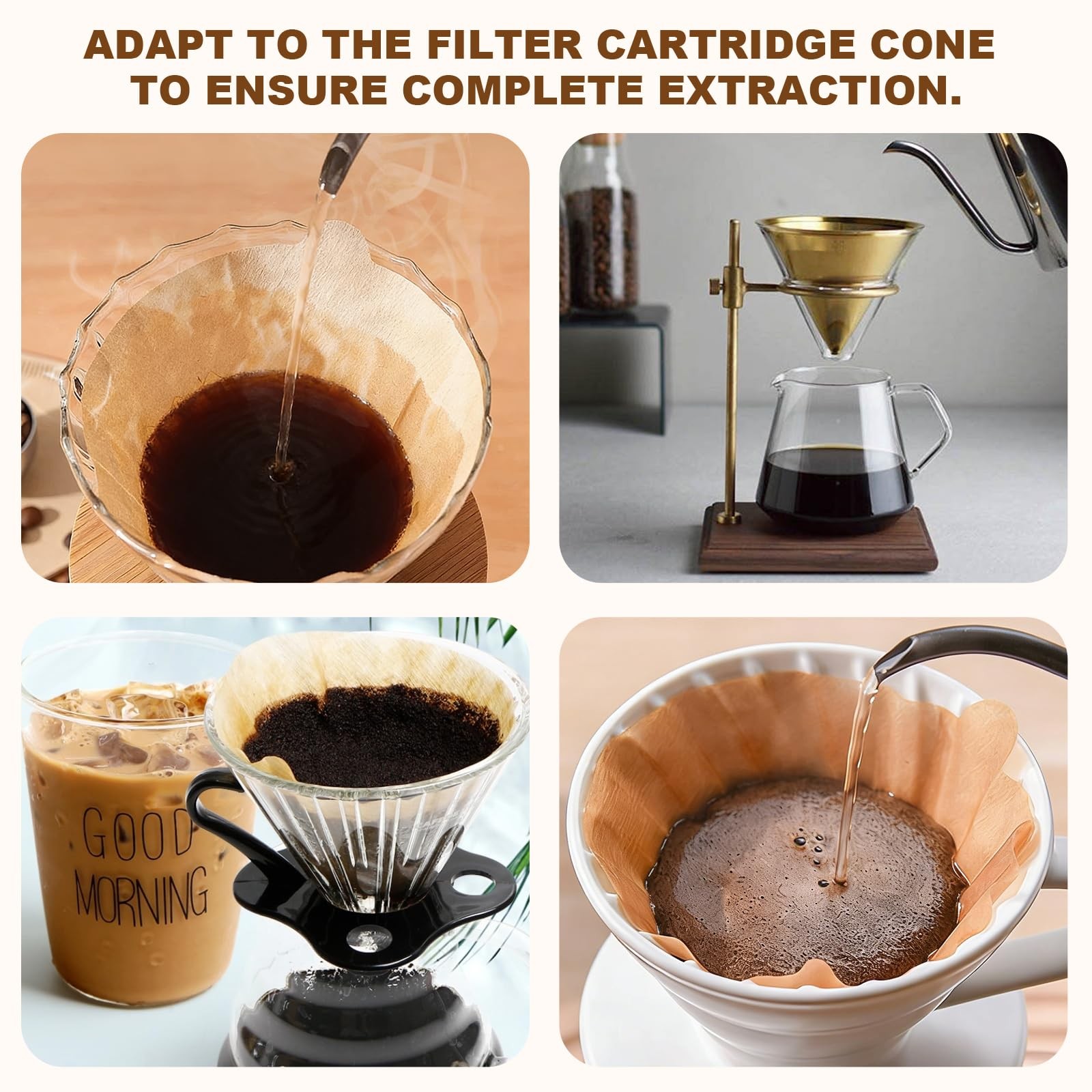 210 Count Coffee Filters #2, Size 02 Cone Filters, 1-4 Cups v02, Brown