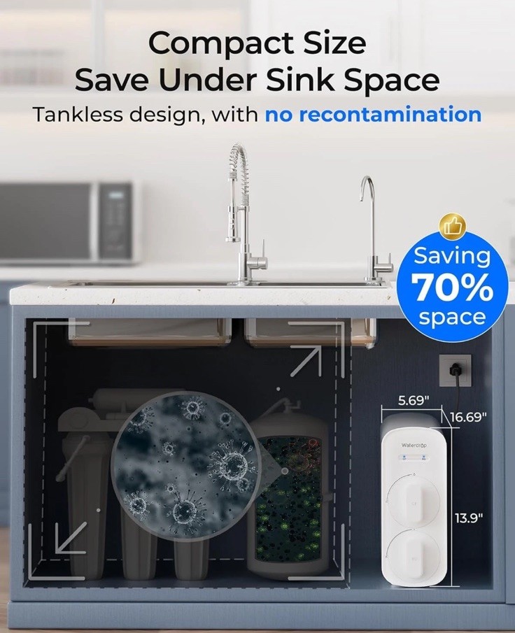 Waterdrop G5P500 Alkaline Mineral Ph+ Reverse Osmosis Water Filter, NSF/ANSI 58