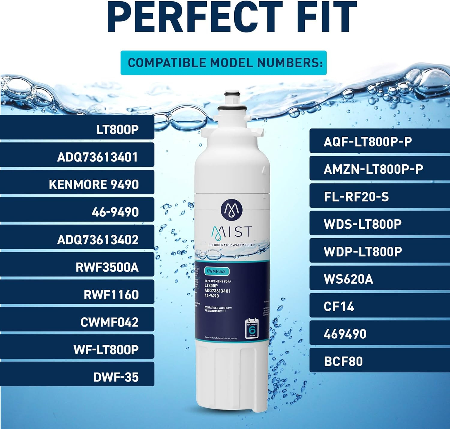 ADQ73613401 Refrigerator Water Filter Replacement for LG LT800P, ADQ73613402, Ke