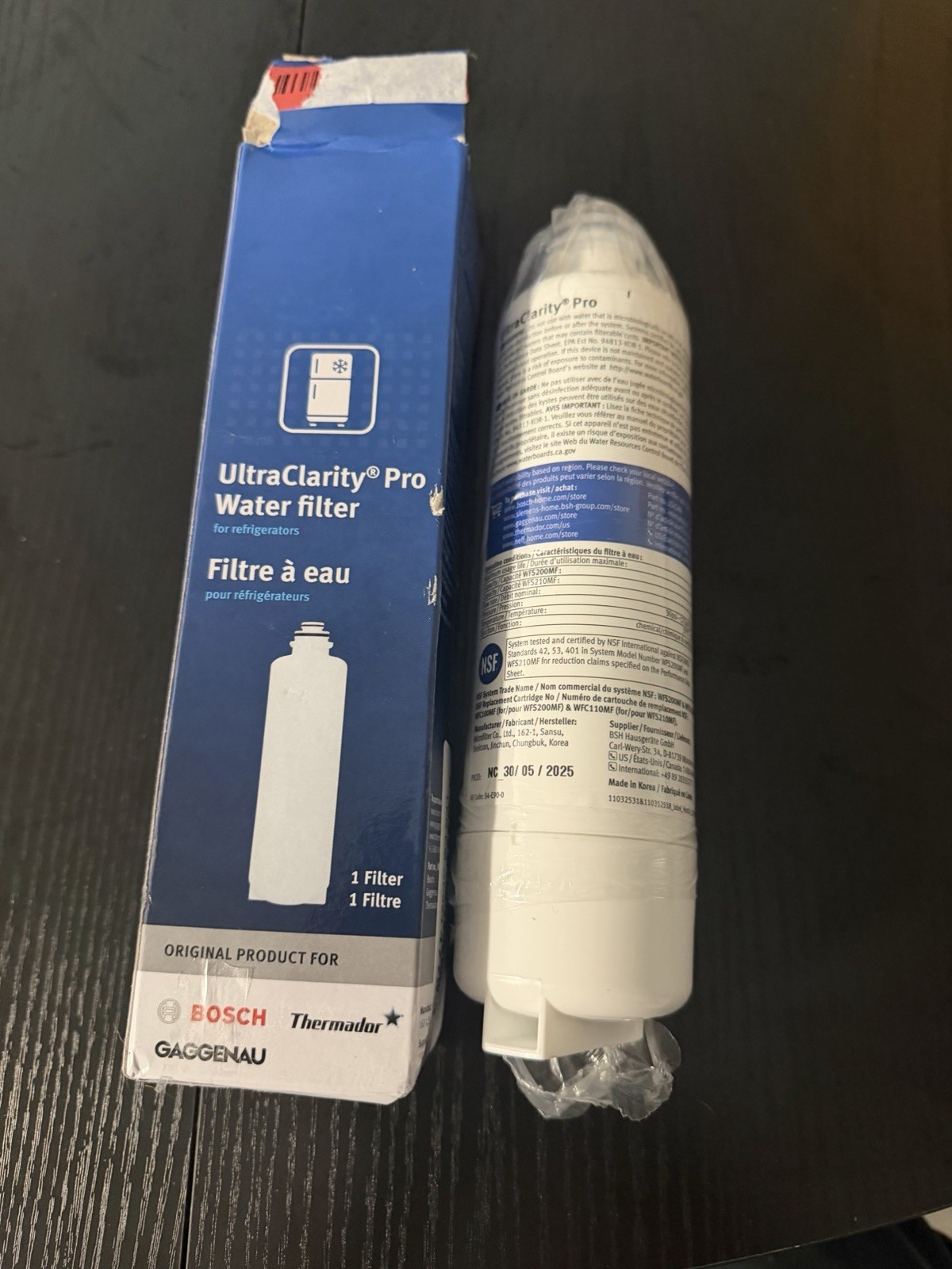 Bosch 11032531 UltraClarity Pro Water Filter Cartridge White for Refrigerators