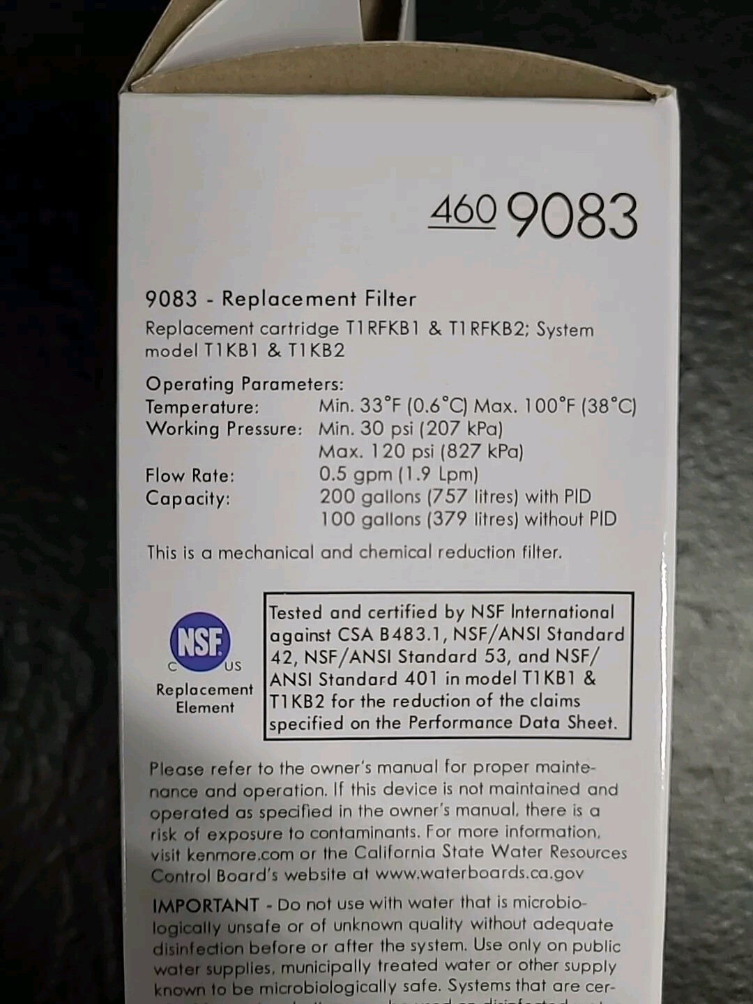 Kenmore Genuine Replacement Refrigerator Water Filter Model 4609083 (3-Pack)
