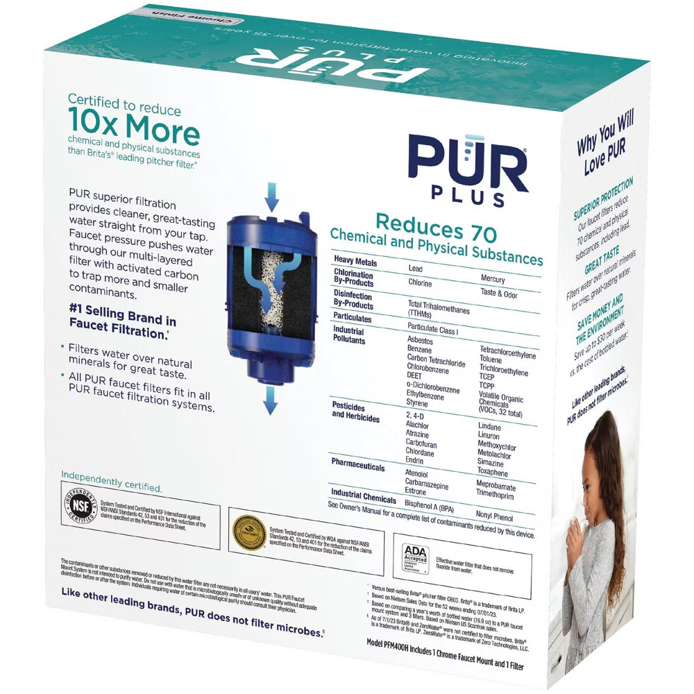 PUR Filtration PLUS Faucet Mount Water Purifier Filter System PFM400H Chrome