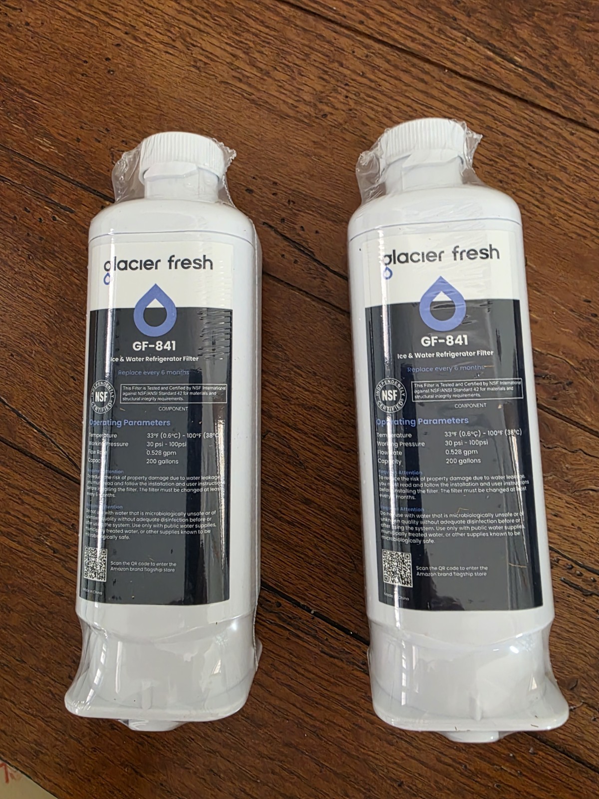 Glacier Fresh GF-841, Pack of 2, Ice &Water Refrigerator Filter, 200 gallons New
