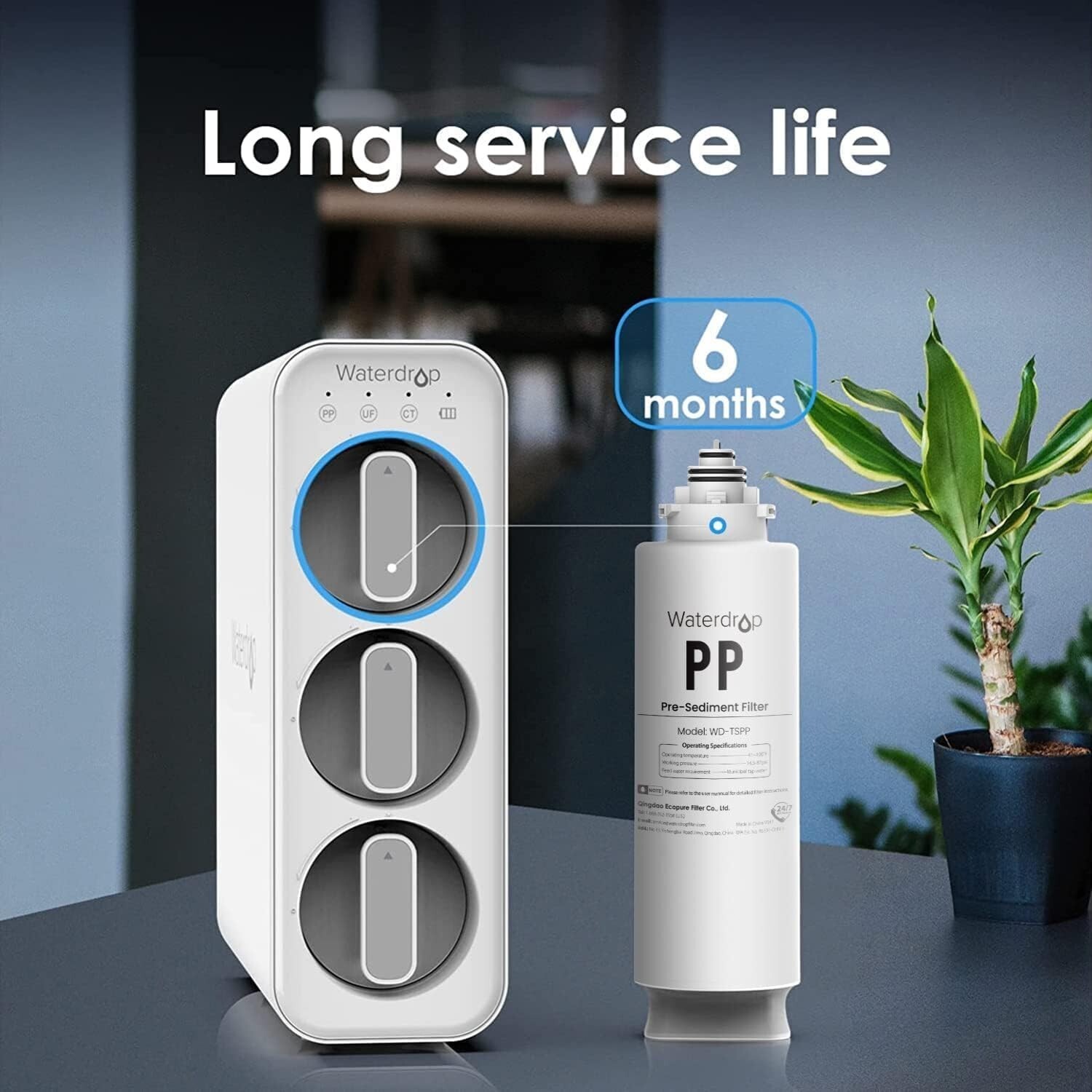 Waterdrop TSC Under Sink Water Filter System and Replacement filters, 2PP+CT+CS