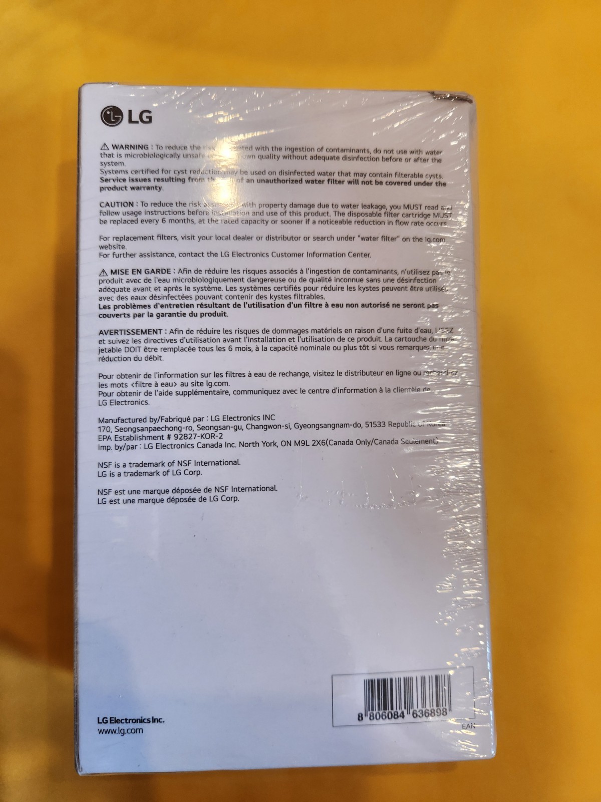 4 pack Genuine LG LT1000P2 Refrigerator Water Filter ADQ747935 **NEW SEALED**