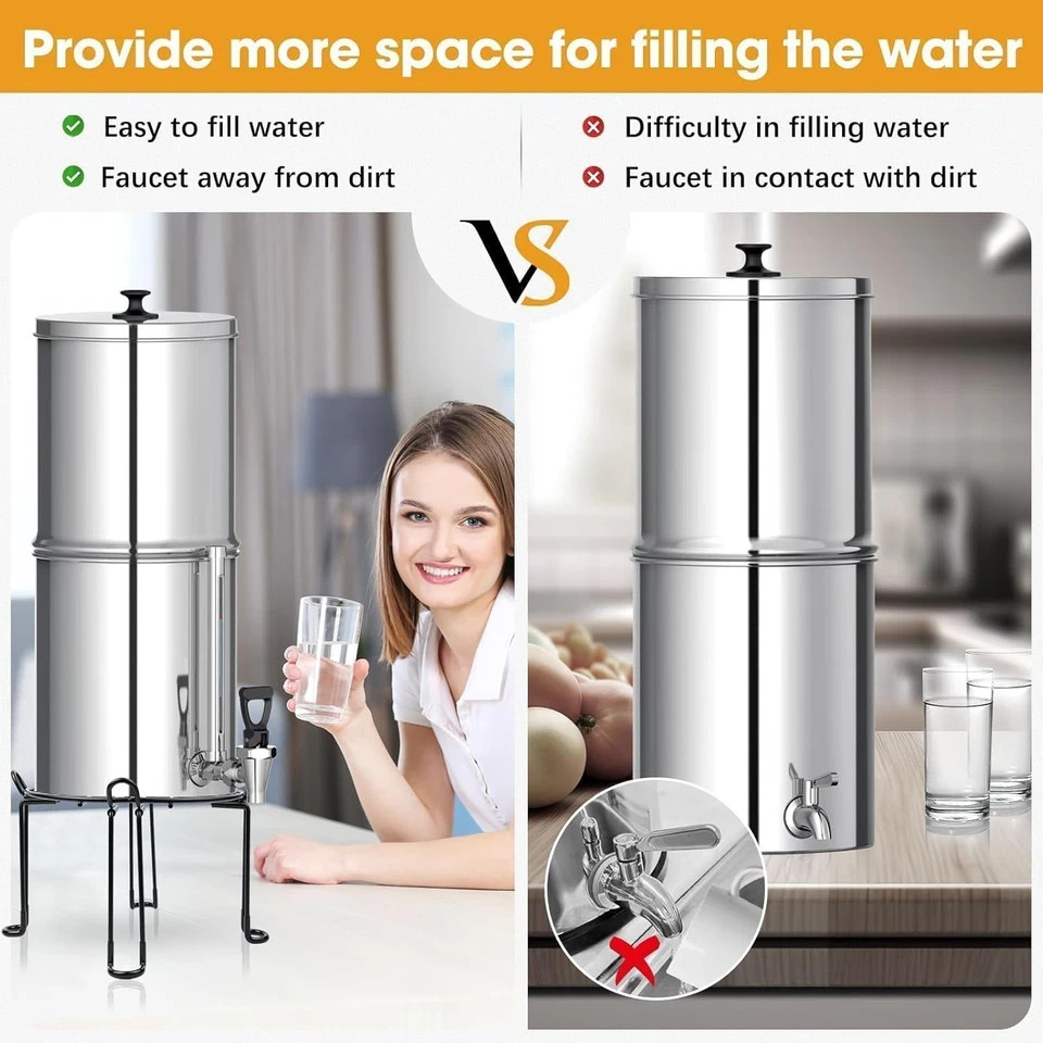 Water Filter Stand 8» Tall 9» Diameter Match for Berkey Big and System, Stain