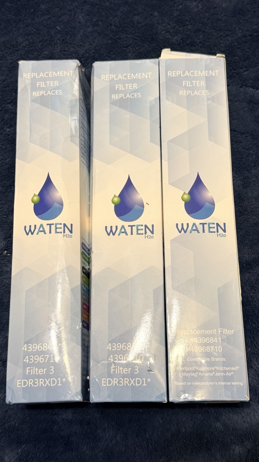 3-pack Waten H20 4396841 *4396710 Water Replacement Filter 3 EDR3RXD1 NEW Sealed