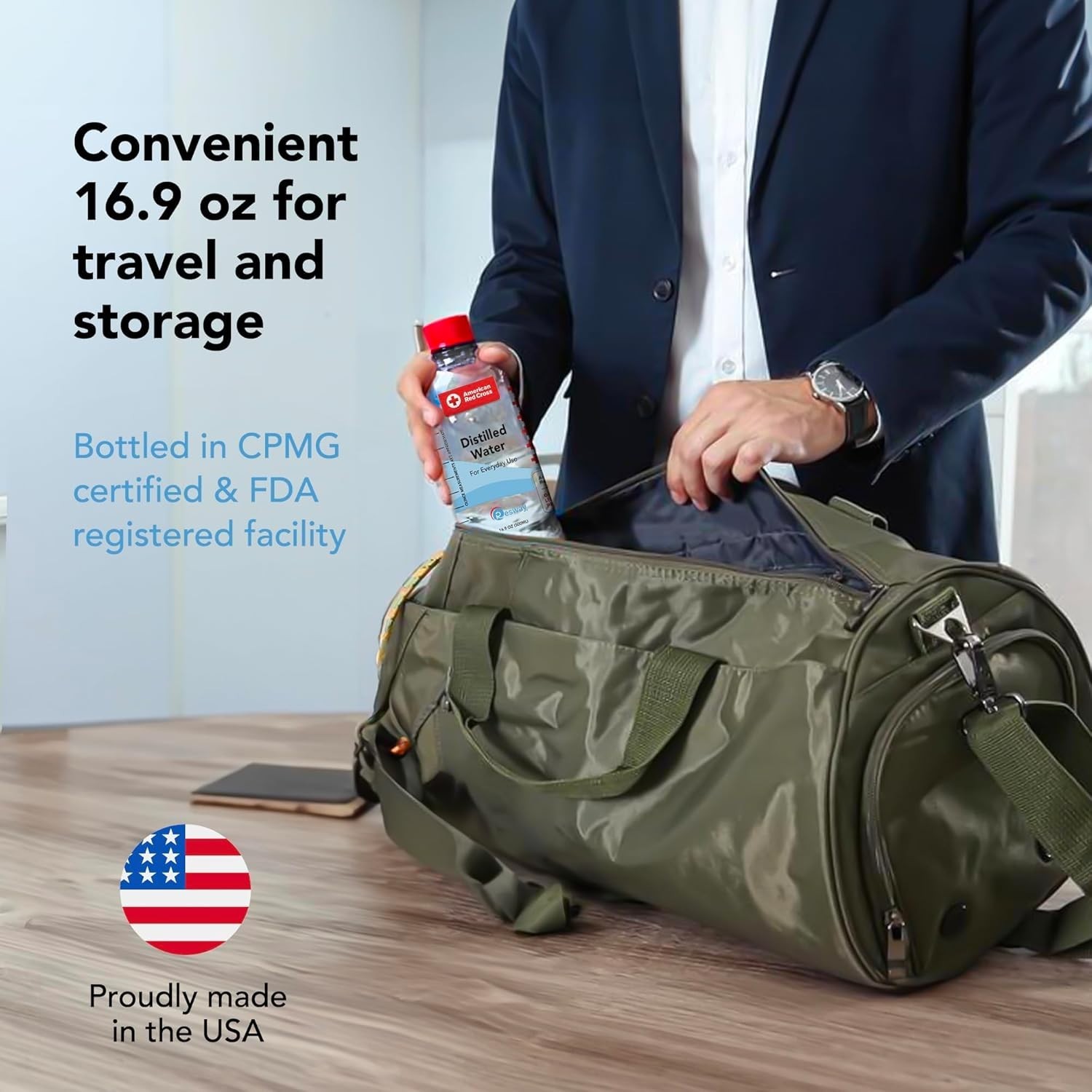 American Red Cross 16.9 fl.oz Bottled Distilled Water – Eco-Friendly Pack of 24