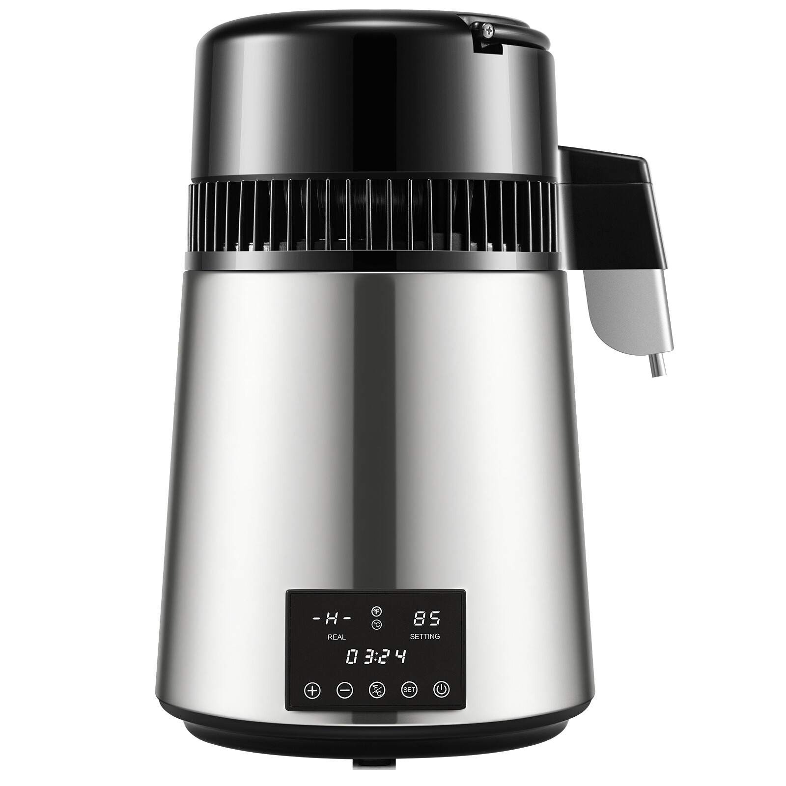 VEVOR 4L Water Distiller Distilled Water Maker 1 L/H w/ Timing Dual-Temp Silver