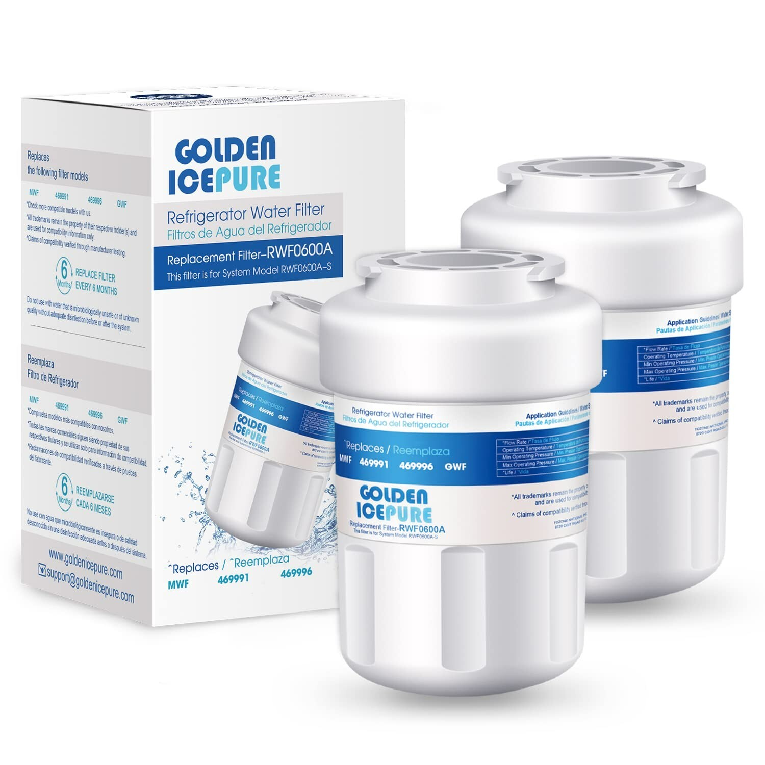 2 PACK Fit For GE MWF SmartWater MWFP GWF Refrigerator Water Filter Cartridge