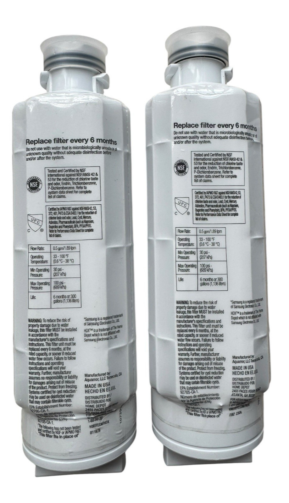 2 Pack HDX FMS-4 Refrigerator Water Filter Replacement For Samsung HAF-QIN