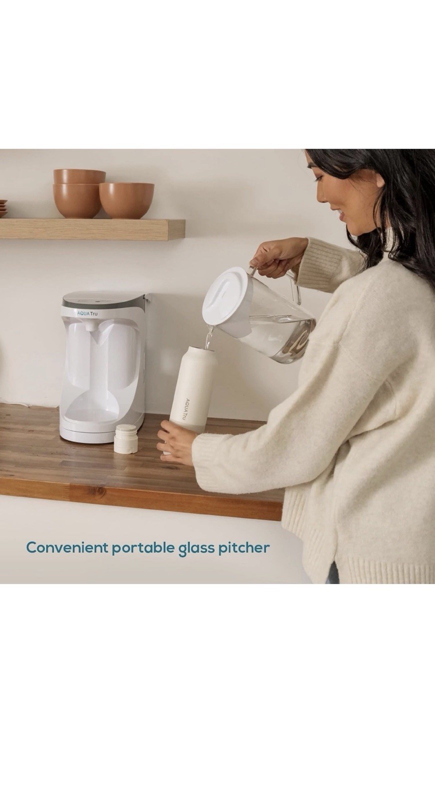 AQUATRU Carafe Countertop Reverse Osmosis Water Purifier NEW open Box