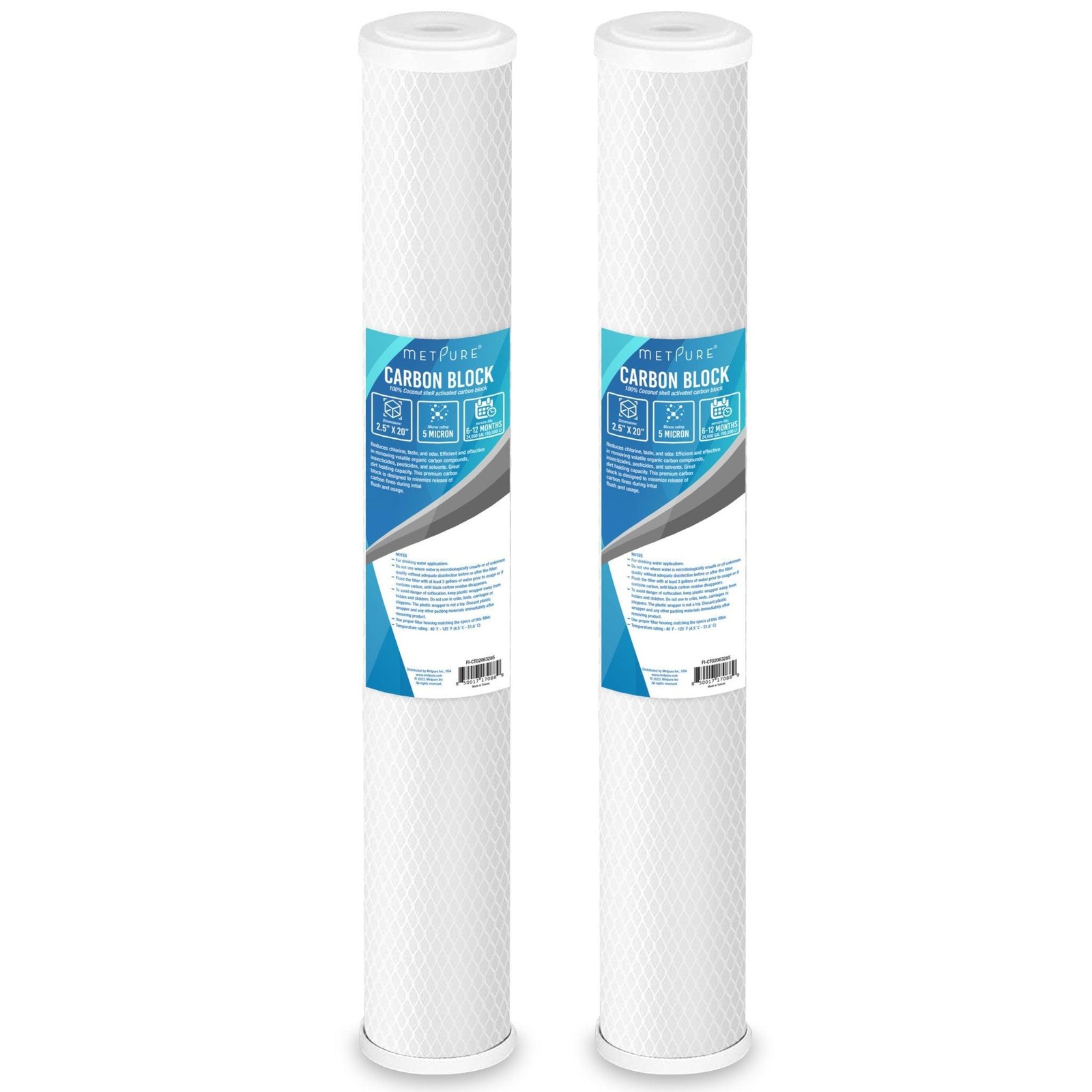 1 to 12 Pack 20” x 2.5” Whole House Carbon Block Water Filter Replacement- 5 Mic