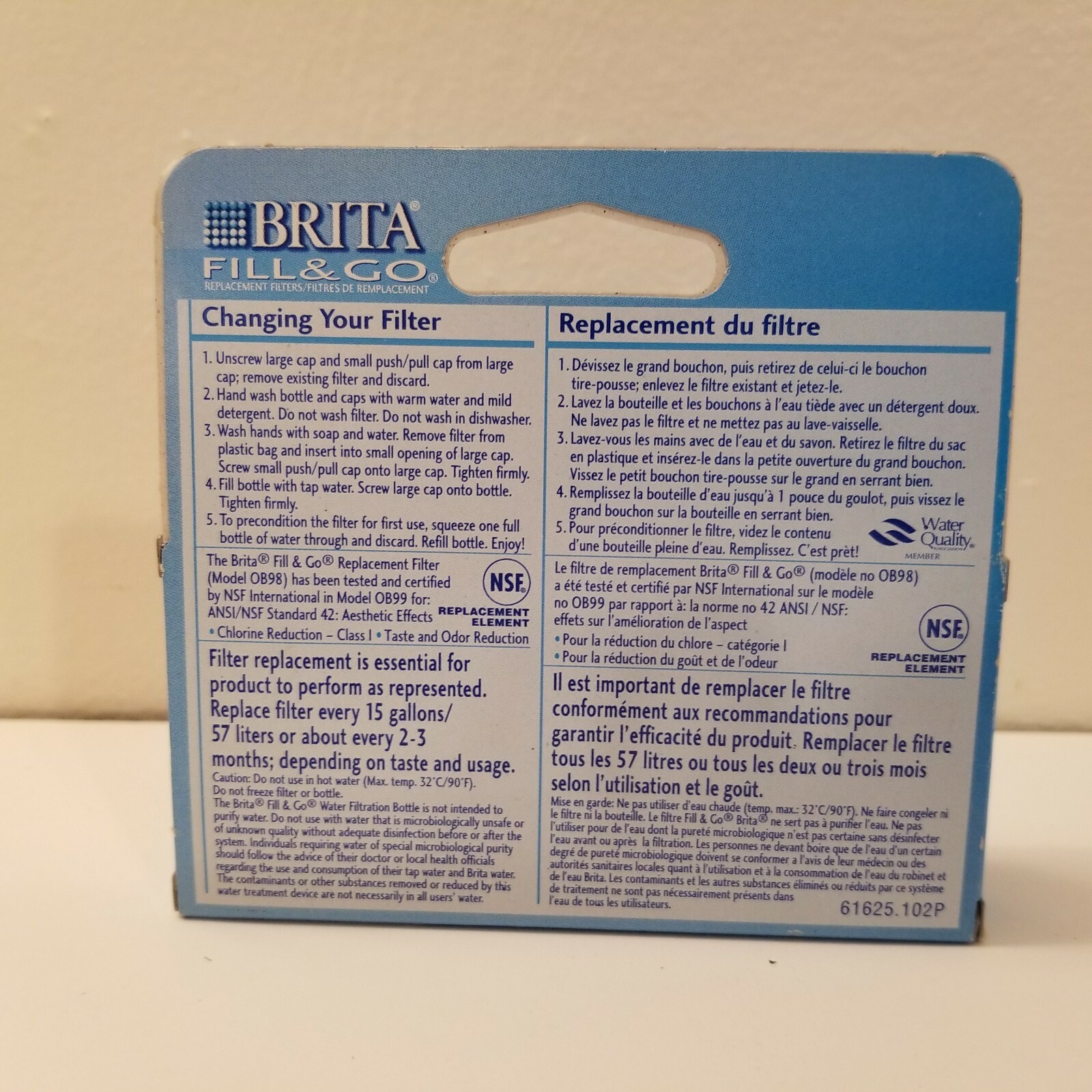 1 BRITA FILL AND GO TRAVEL WATER FILTER CARTRIDGE REPLACEMENT OB98 2 FILTERS