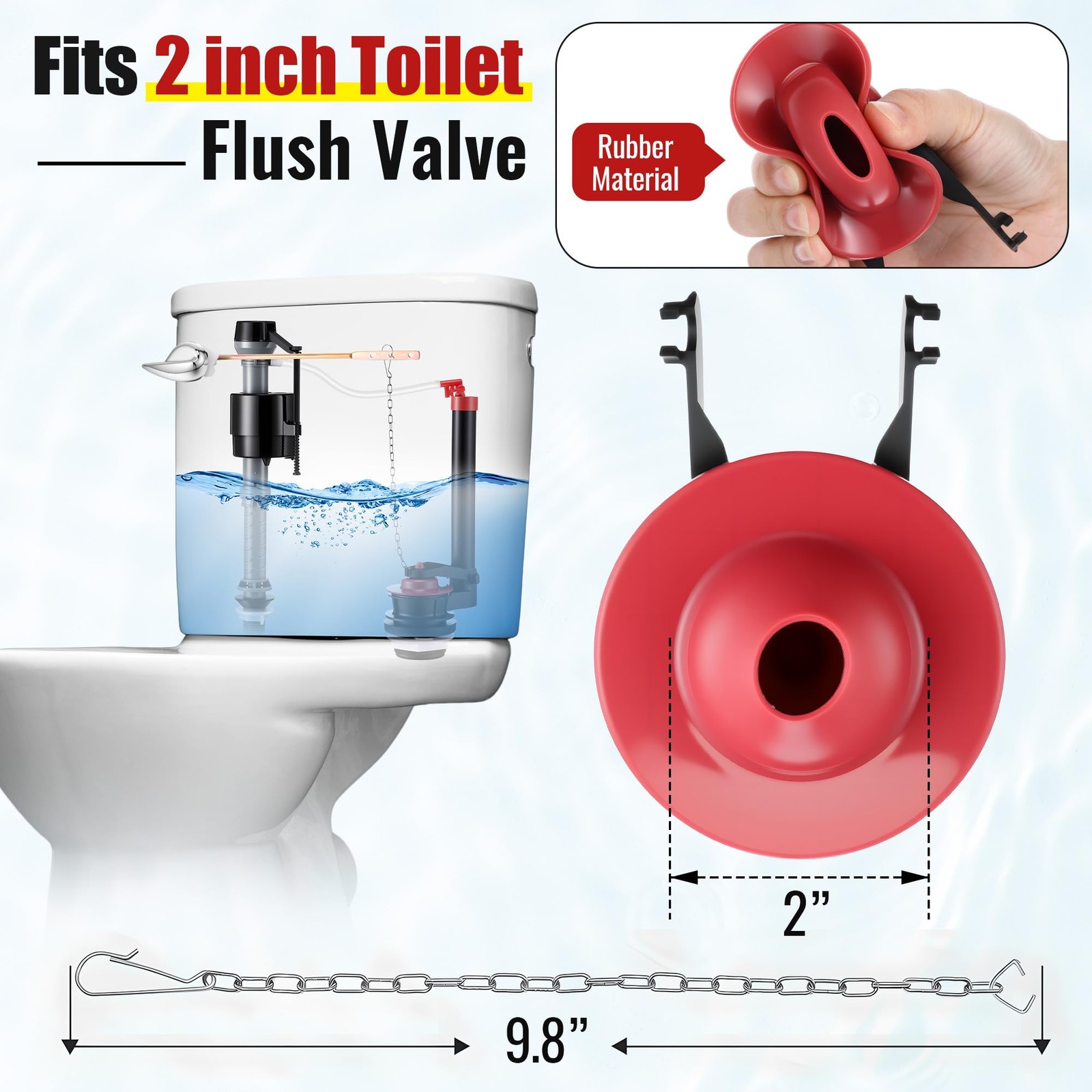 2 Inch Toilet Flusher Replacement Kit Adjustable Fill Valve Parts 1 Set