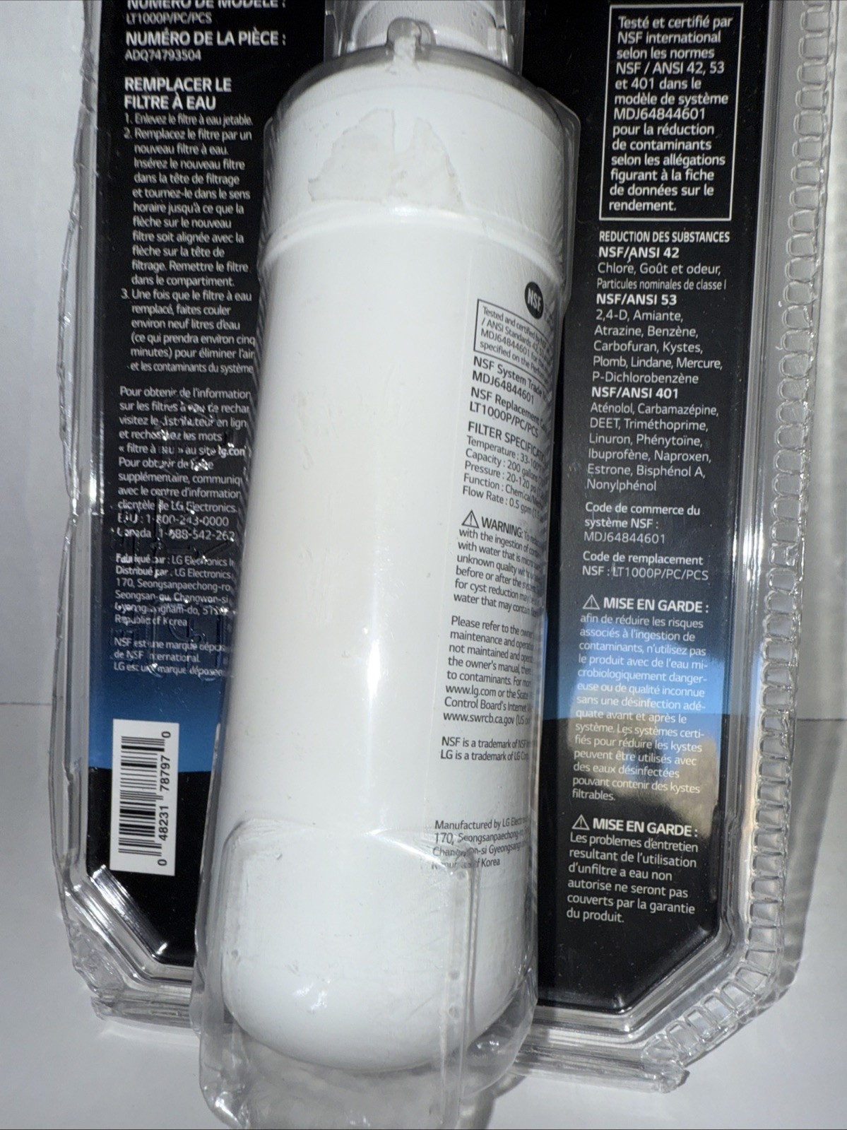 LG Water Filter Replacement Cartridge (LT1000P/PC/PCS)