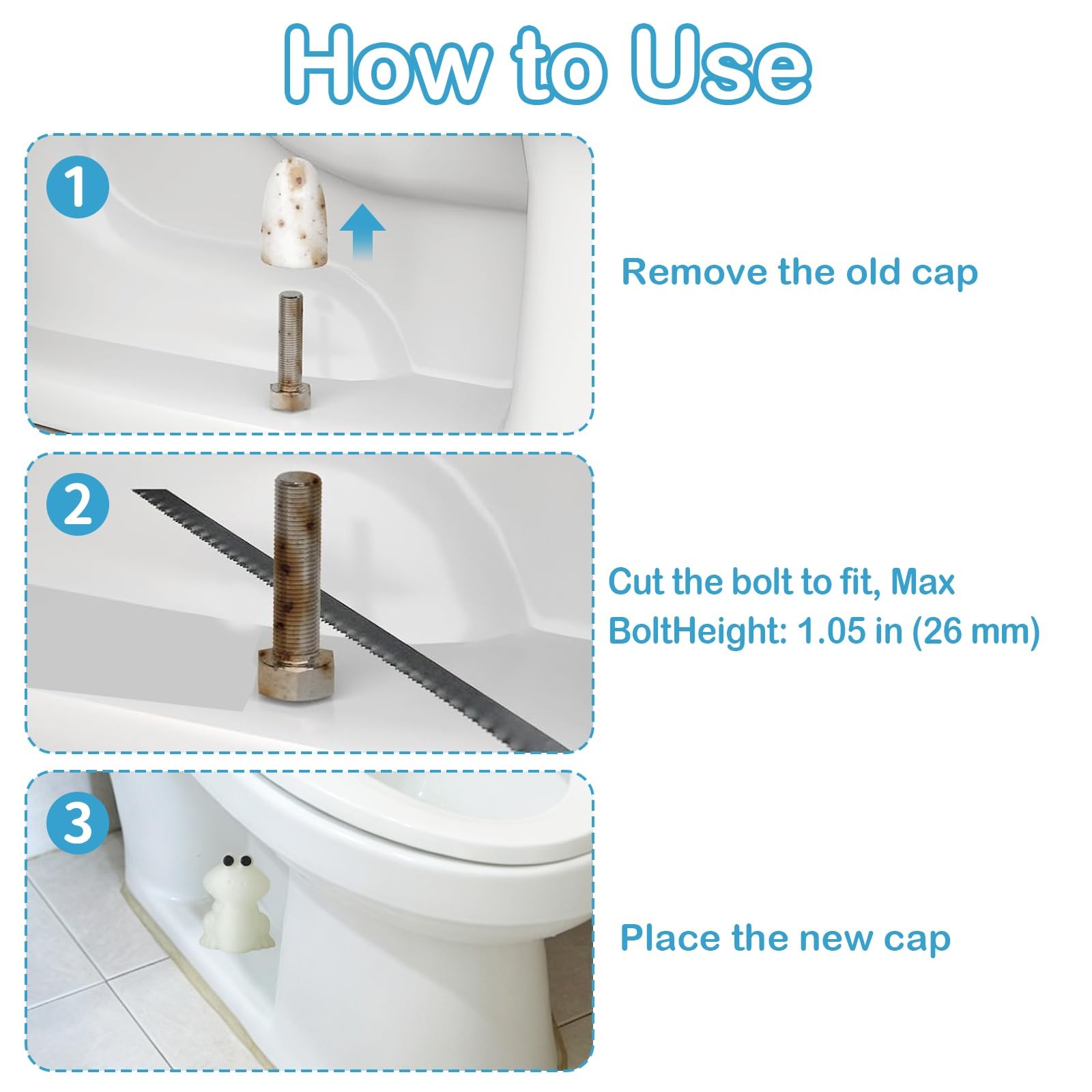 Frog Toilet Bolt Covers Decorative Glow in The Dark 2PCs Toilet Screw Caps Lu…