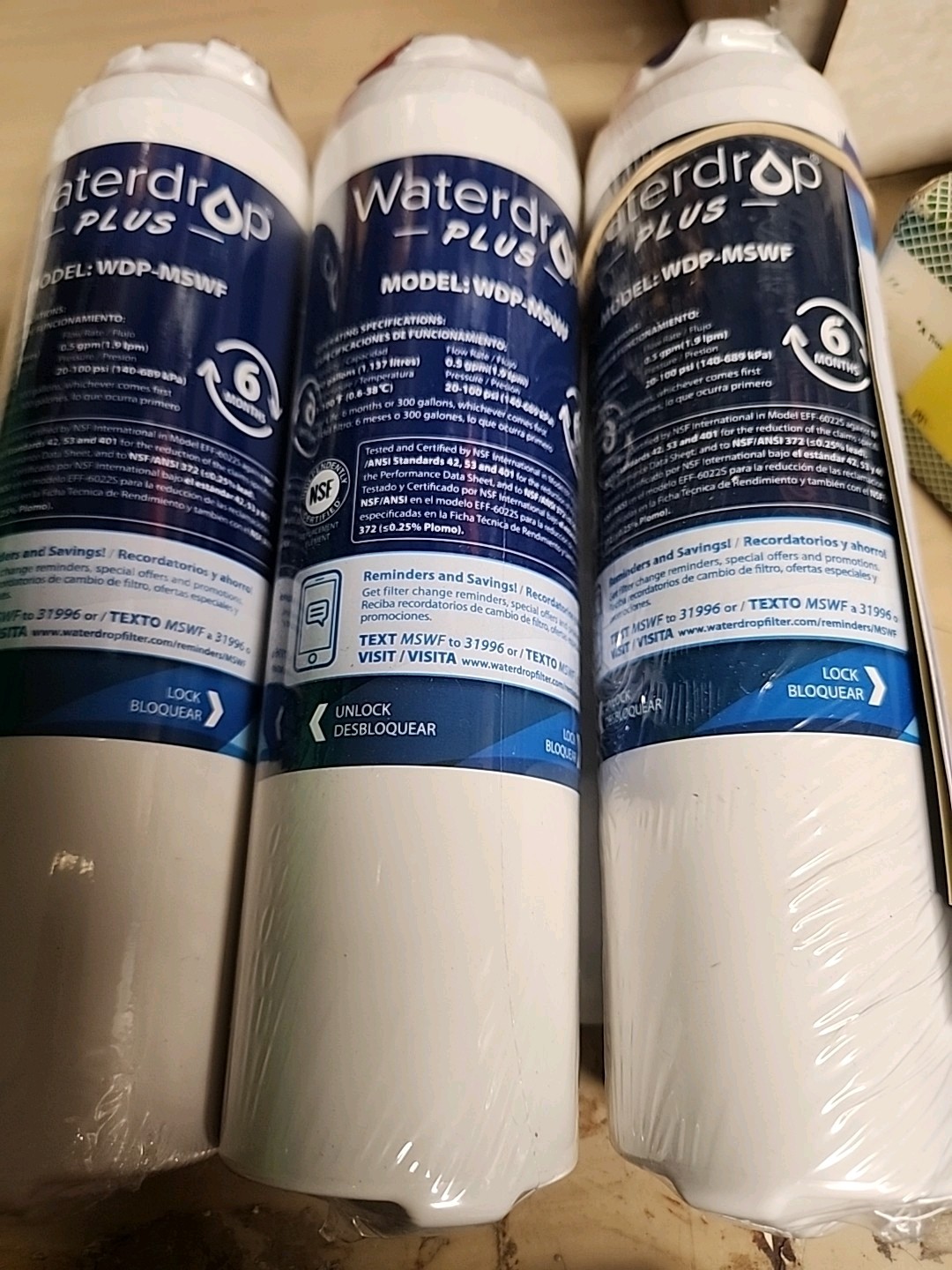 New Lot of 2 0 Waterdrop Plus WDP-MSWF Refrigerator Water Filter