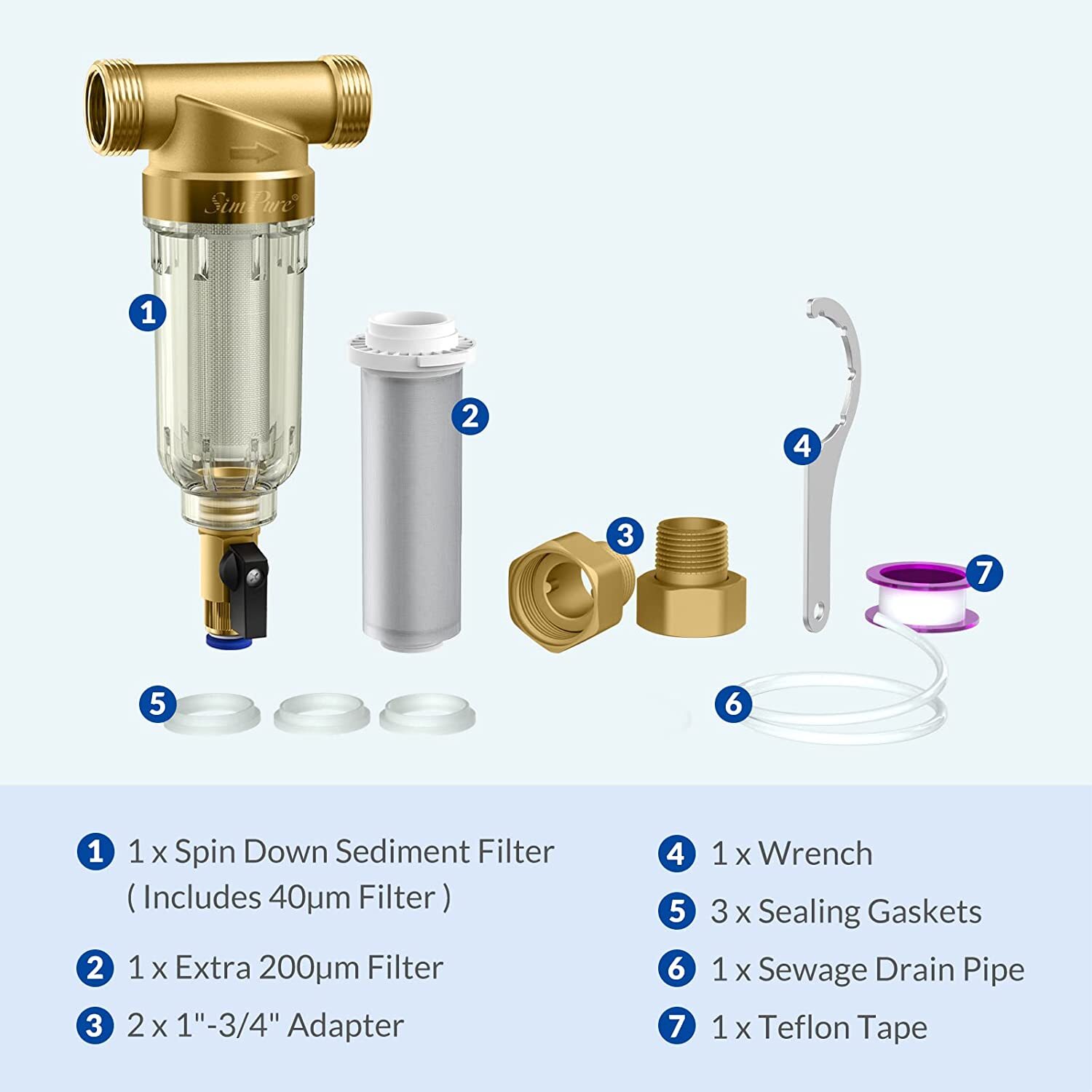 Big Blue Whole House Water Filter Housing System 20″ x4.5″ CTO Carbon Filtration